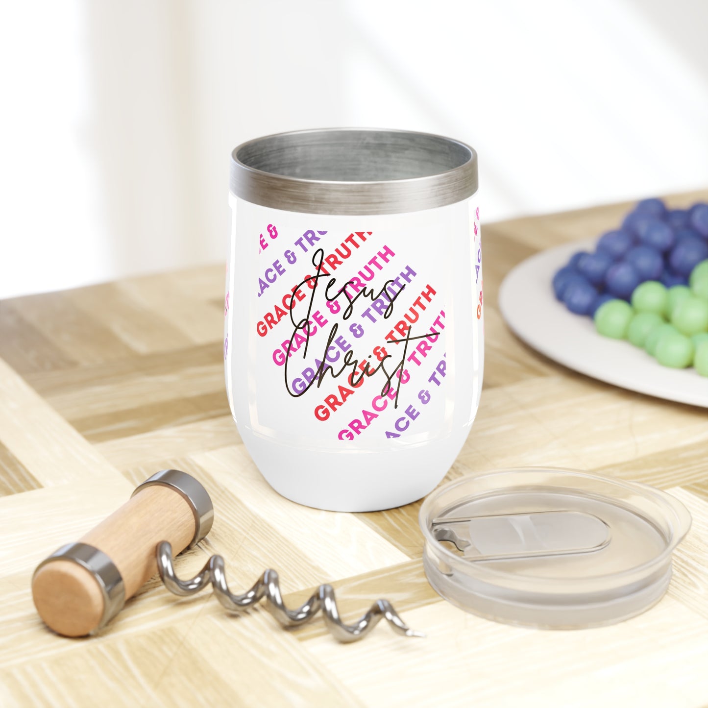 Jesus Christ Grace & Truth Chill Wine Tumbler