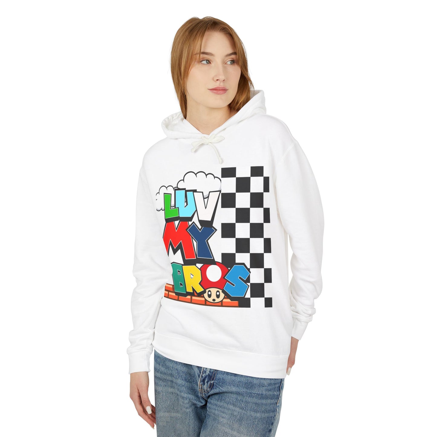Unisex Lightweight Hooded Sweatshirt with Luv My Bros Design | Gaming Apparel, Casual Wear, Gift Idea, Cozy Hoodie, Fan Merchandise