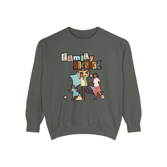 Celebrate Family Unity: Blessed Family Unisex Garment-Dyed Sweatshirt