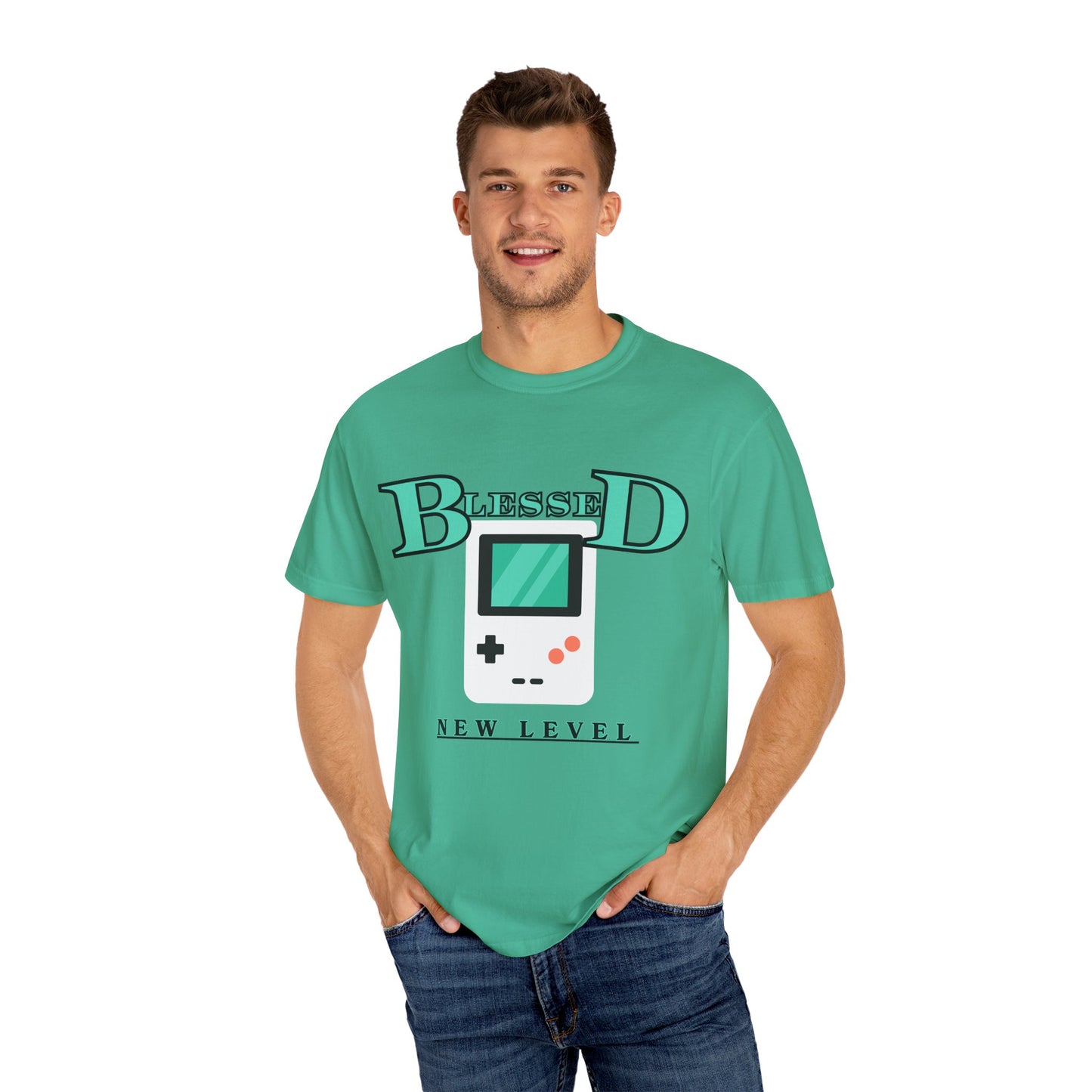 Blessed New Level Gameboy T-Shirt | Comfort Colors 1717 – Christian Graphic Tee