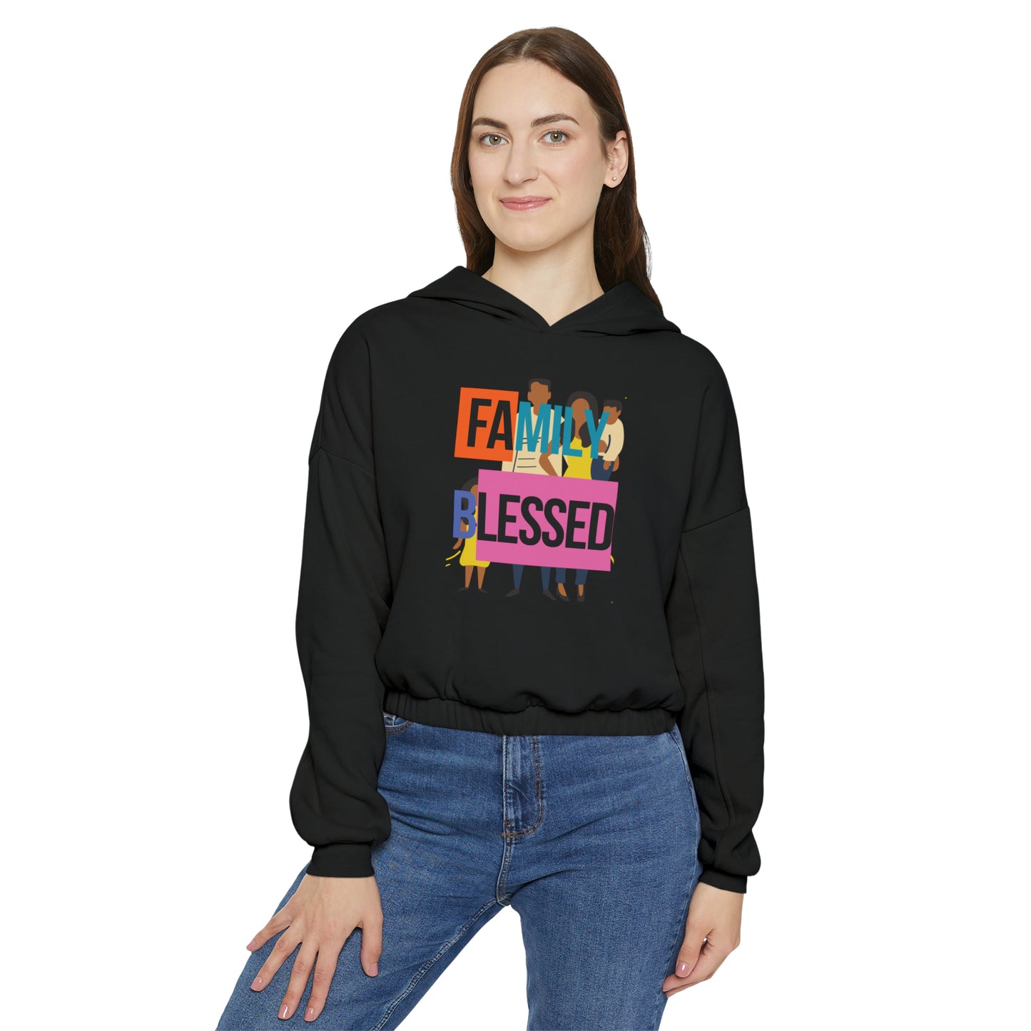 Togetherness unity family blessed love support strength family blessed bond love us together Family Blessed Women's Cinched Bottom Hoodie
