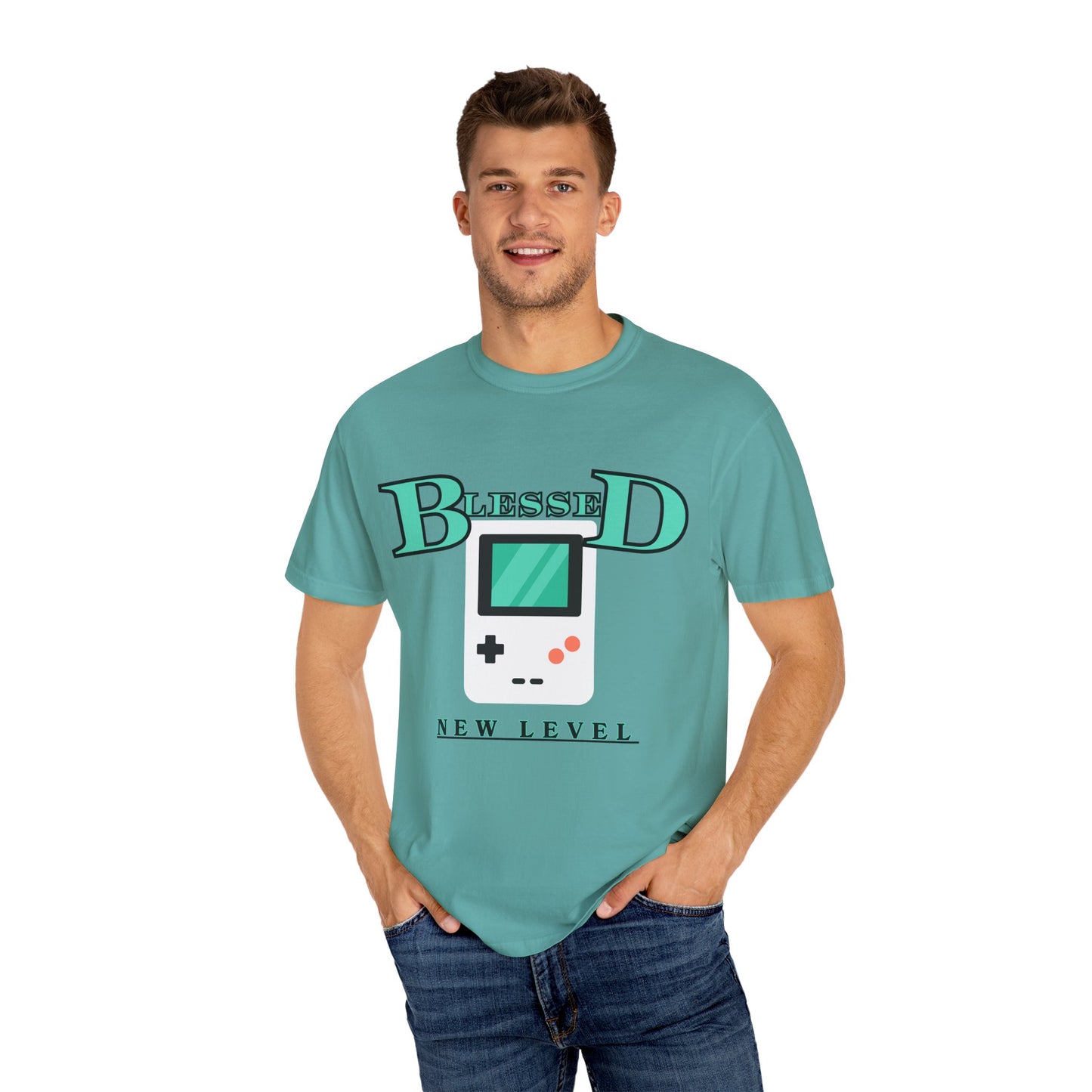 Blessed New Level Gameboy T-Shirt | Comfort Colors 1717 – Christian Graphic Tee