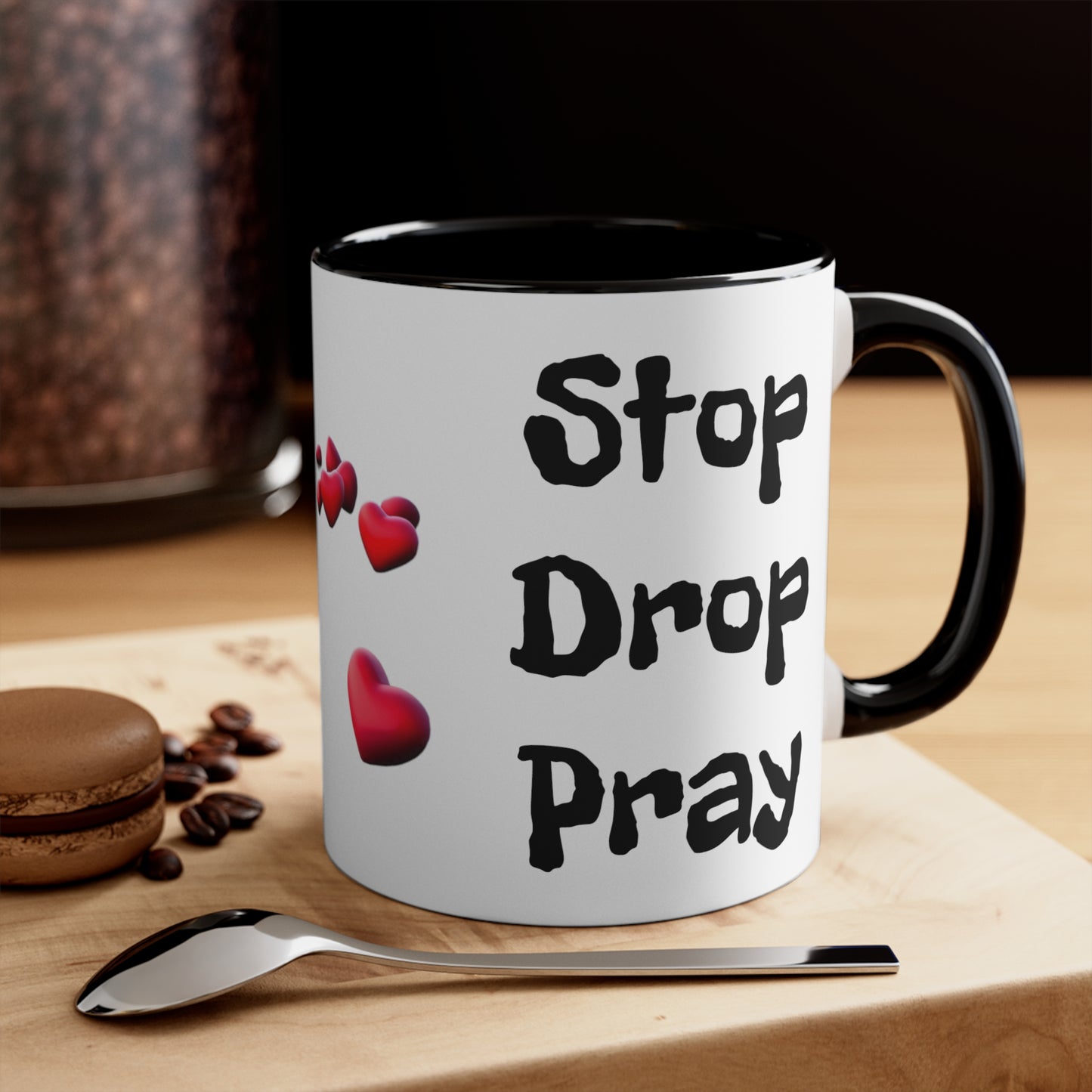 STOP DROP PRAY Accent Coffee Mug, 11oz