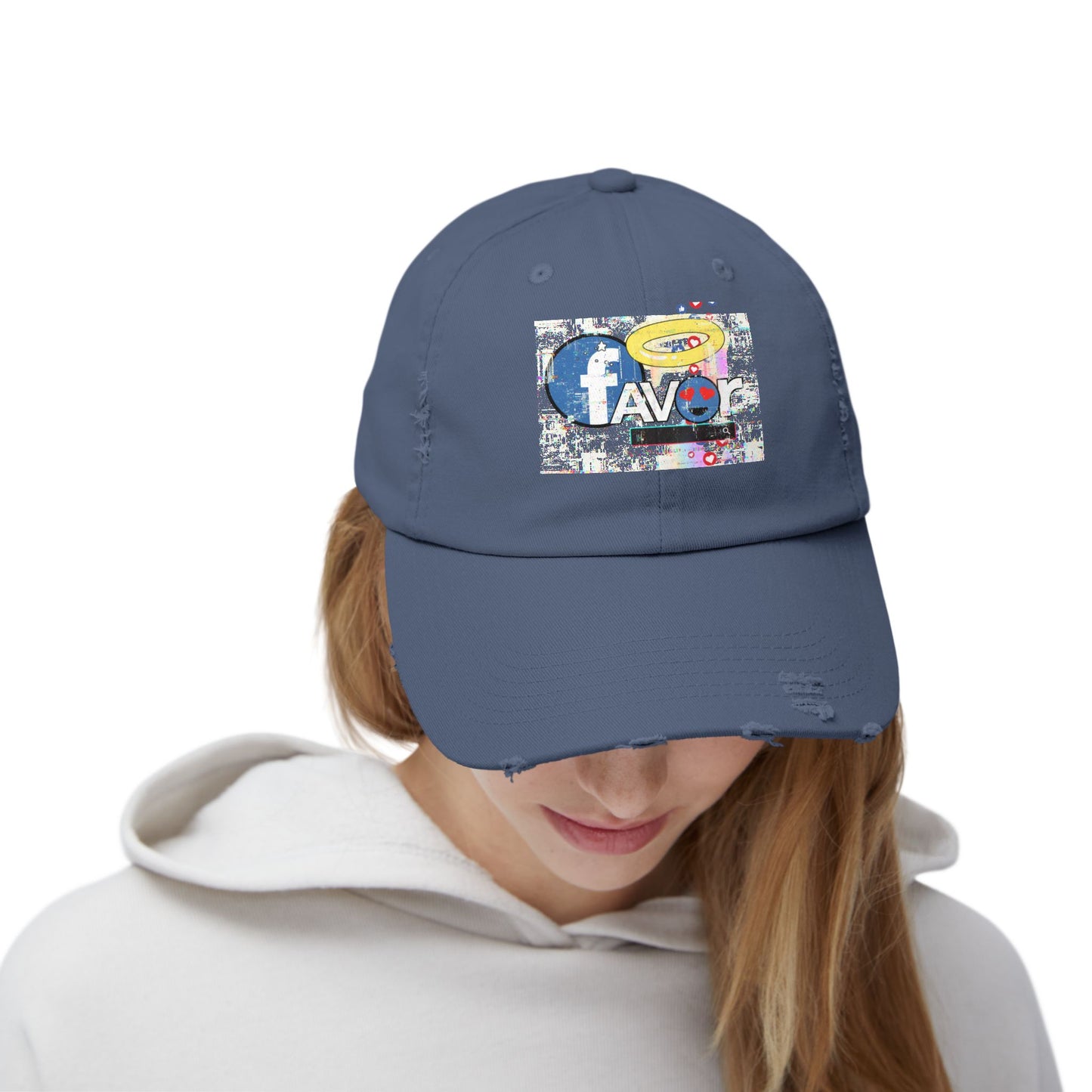 Trendy Favor Distressed Cap with Fun Graphic, Casual Fashion Accessory, Gift for Friends, Summer Vibe, Streetwear Hat, Unisex Style