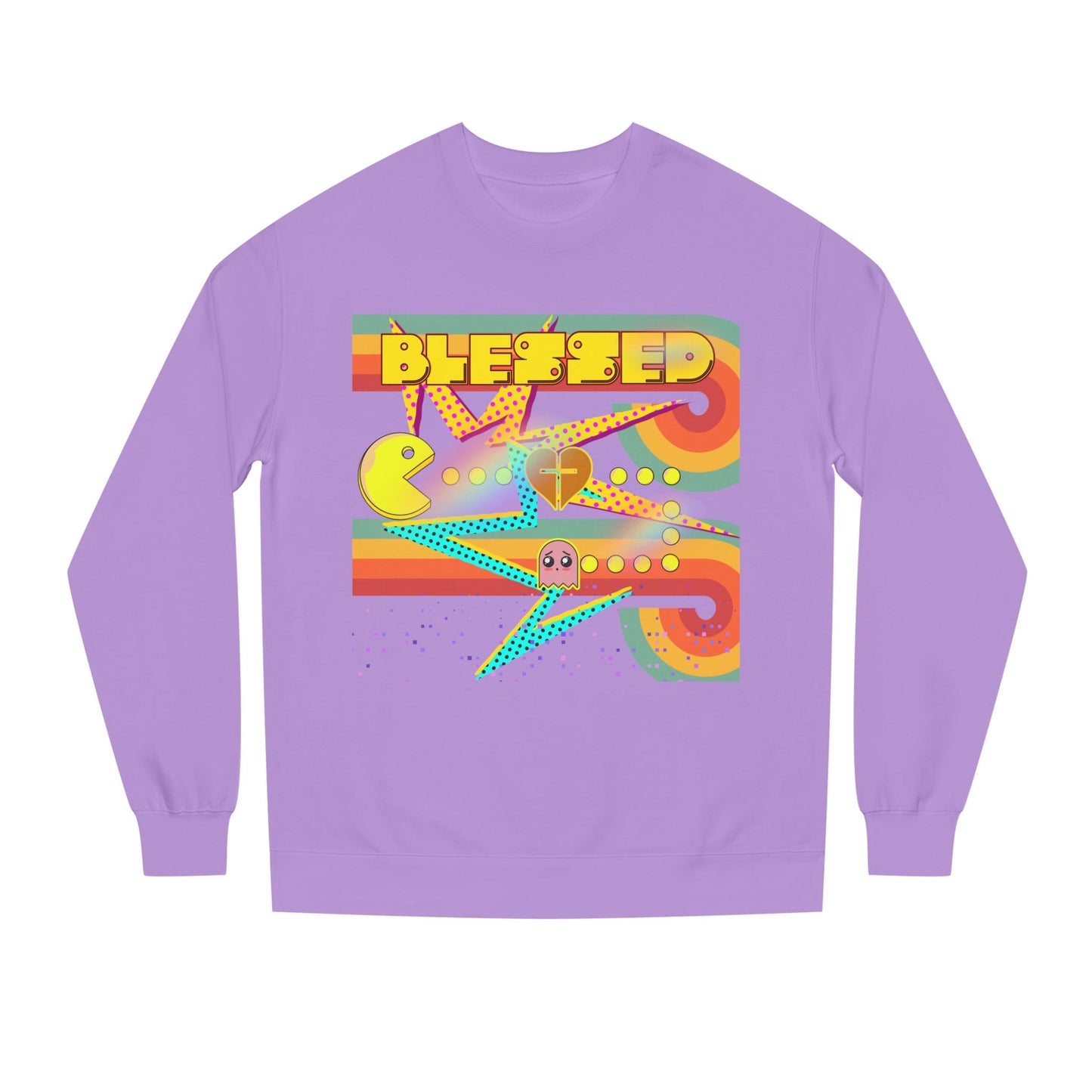 Retro Arcade Blessed Sweatshirt, Unisex Crew Neck Sweatshirt, Gamer Gift, Vintage Aesthetic Apparel, Cozy Gift for Gamers