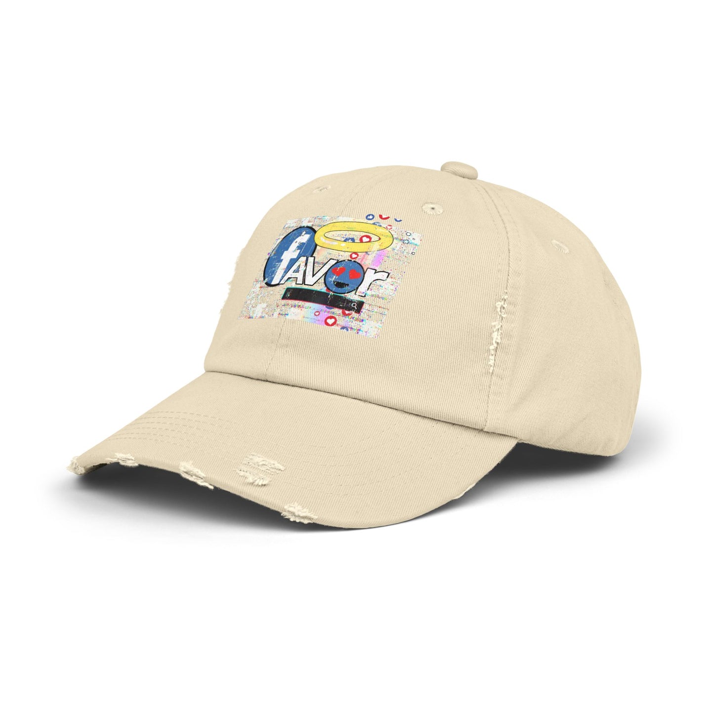 Trendy Favor Distressed Cap with Fun Graphic, Casual Fashion Accessory, Gift for Friends, Summer Vibe, Streetwear Hat, Unisex Style