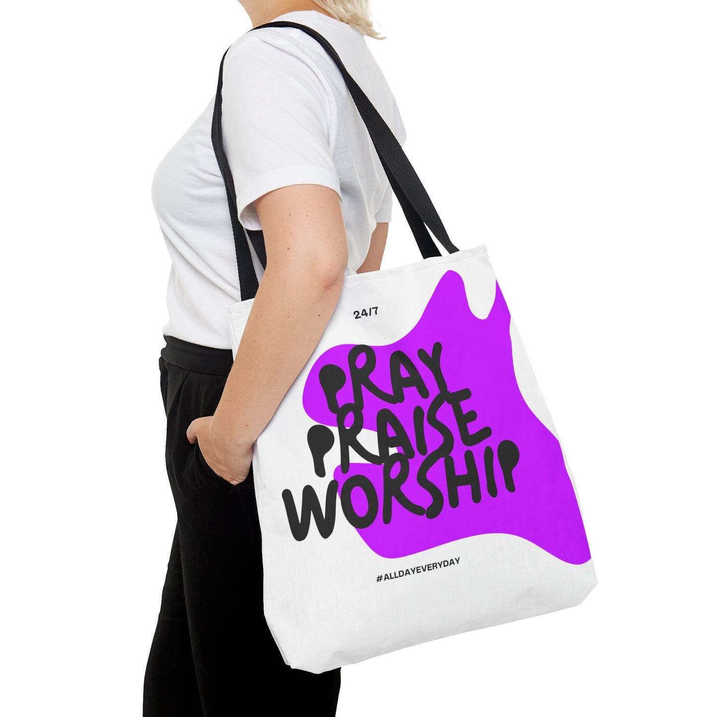 Pray Praise Worship Tote Bag