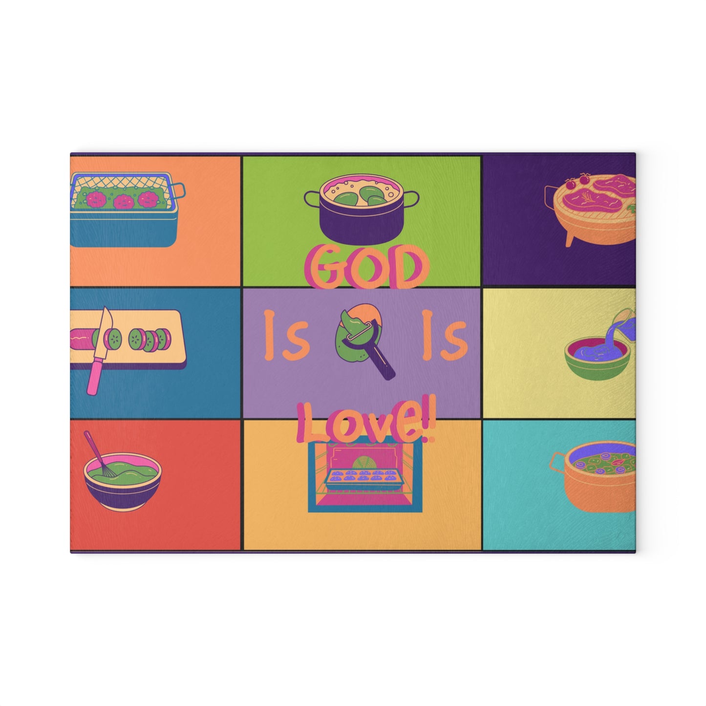 God Is Love Glass Cutting Board