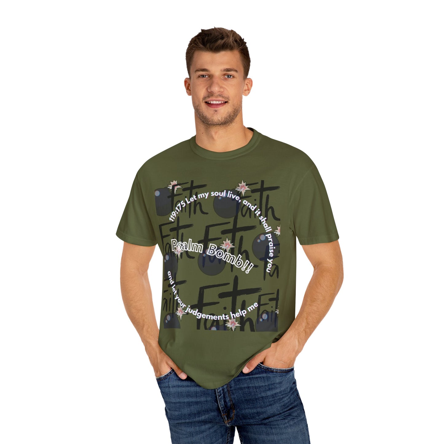 Psalms Bomb Faith Unisex Garment-Dyed T-shirt