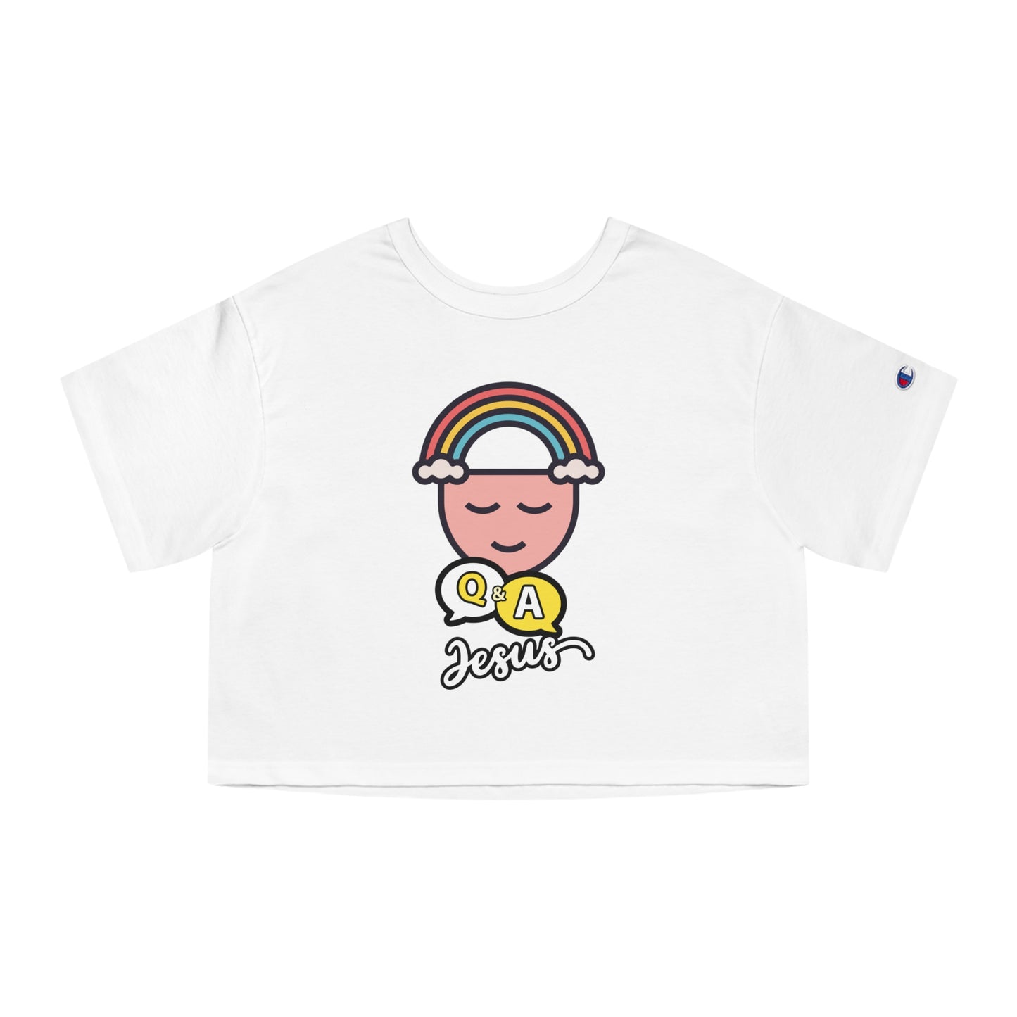 Jesus Q&A Rainbow Peace Crop Tee