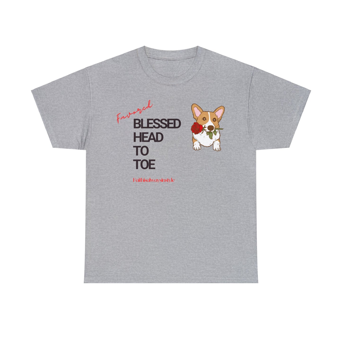 Blessed Head to Toe Corgi Cotton Tee: Embrace Gratitude!"