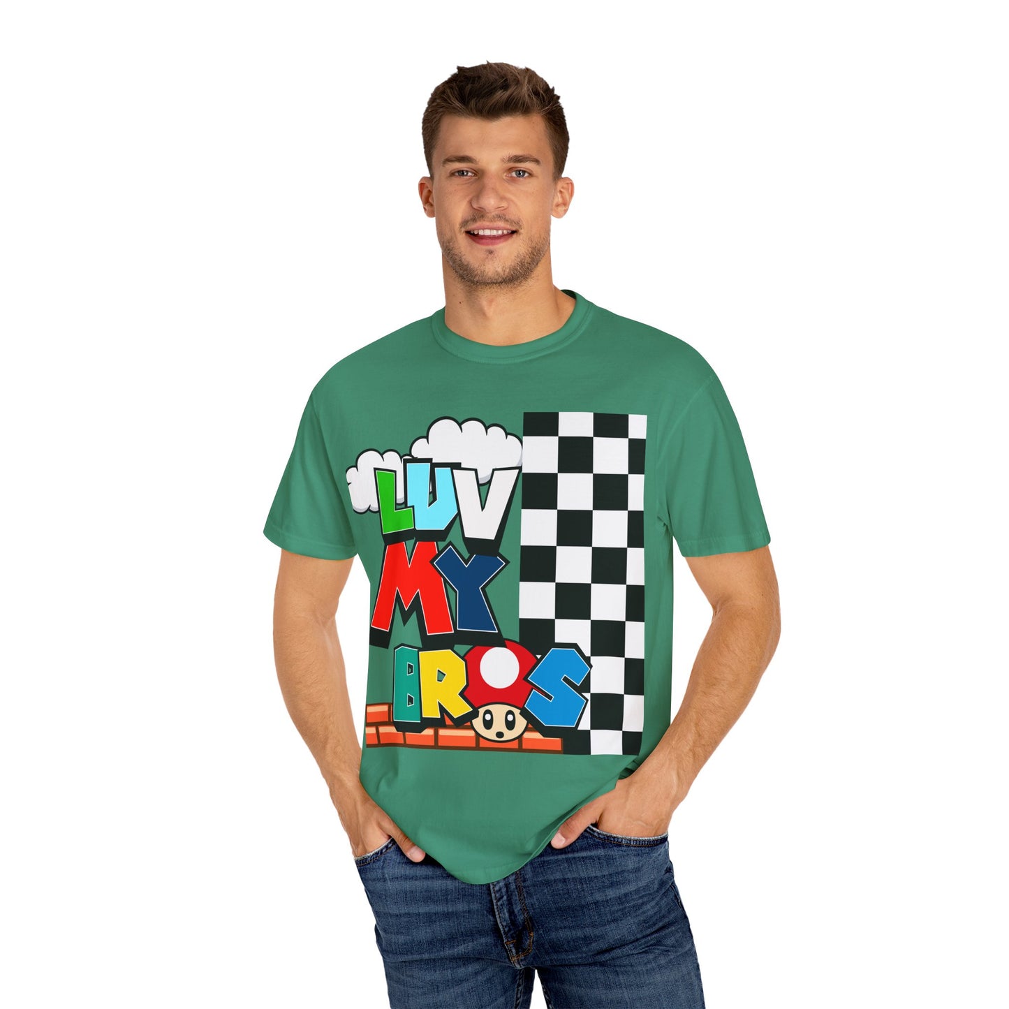 Colorful Retro Gaming T-Shirt, Luv My Bros Shirt, Unisex Tee, Gamer Gift,