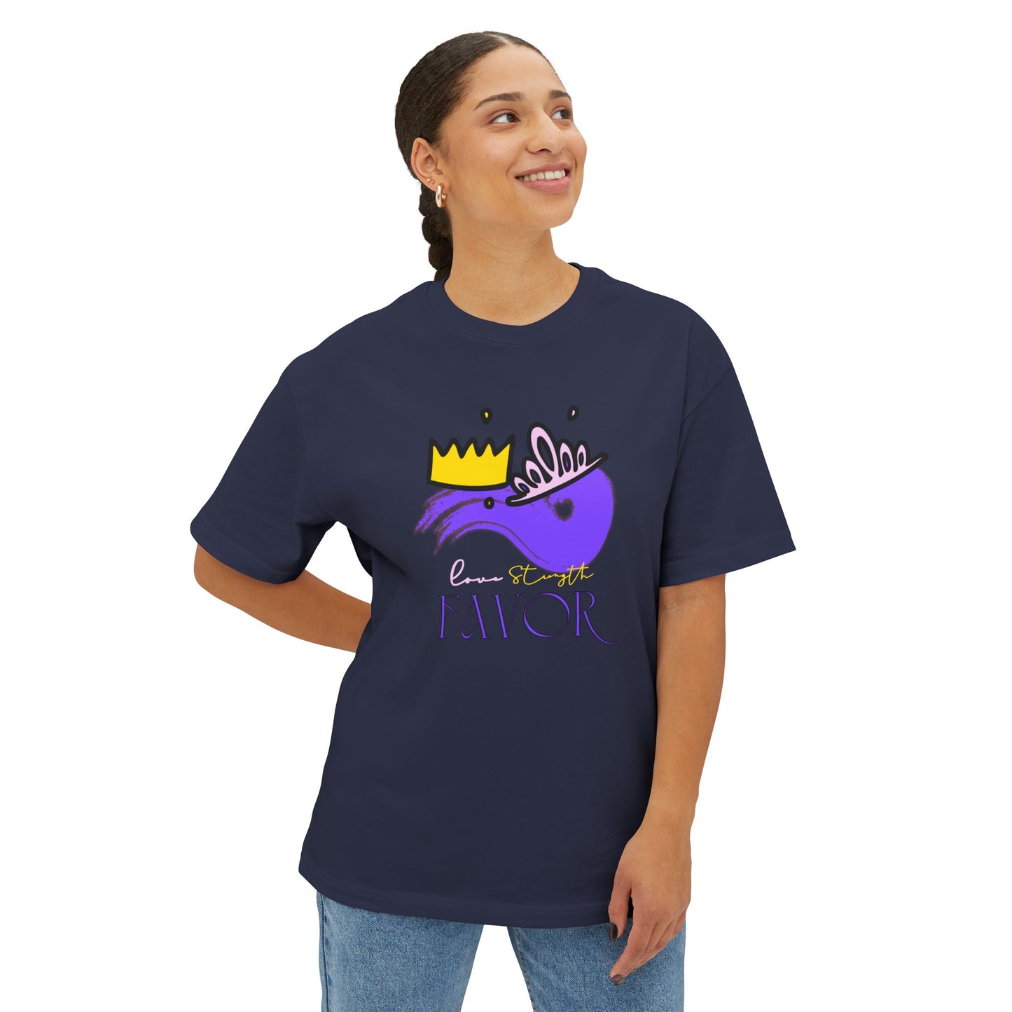 Unisex Oversized Boxy Tee - 'Favor' Crown Design - Stylish Casual Wear