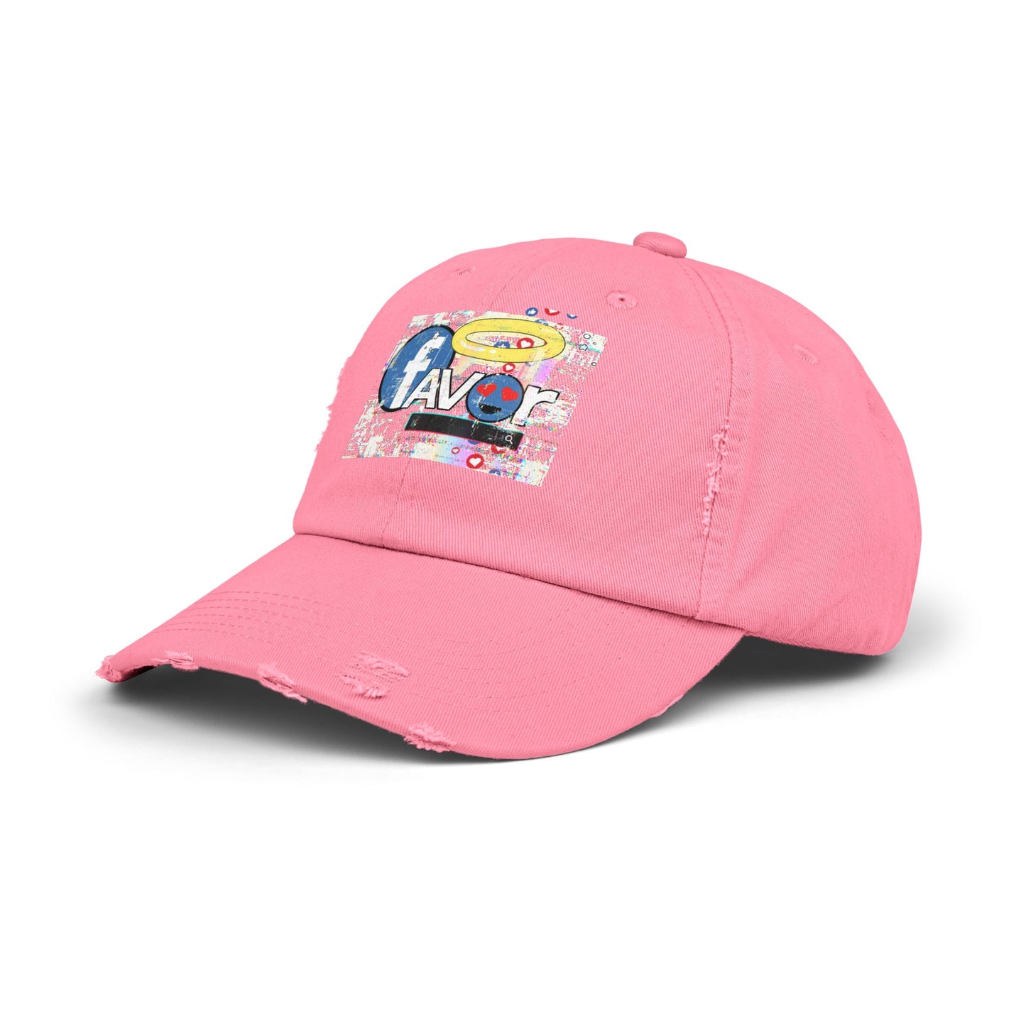 Trendy Favor Distressed Cap with Fun Graphic, Casual Fashion Accessory, Gift for Friends, Summer Vibe, Streetwear Hat, Unisex Style