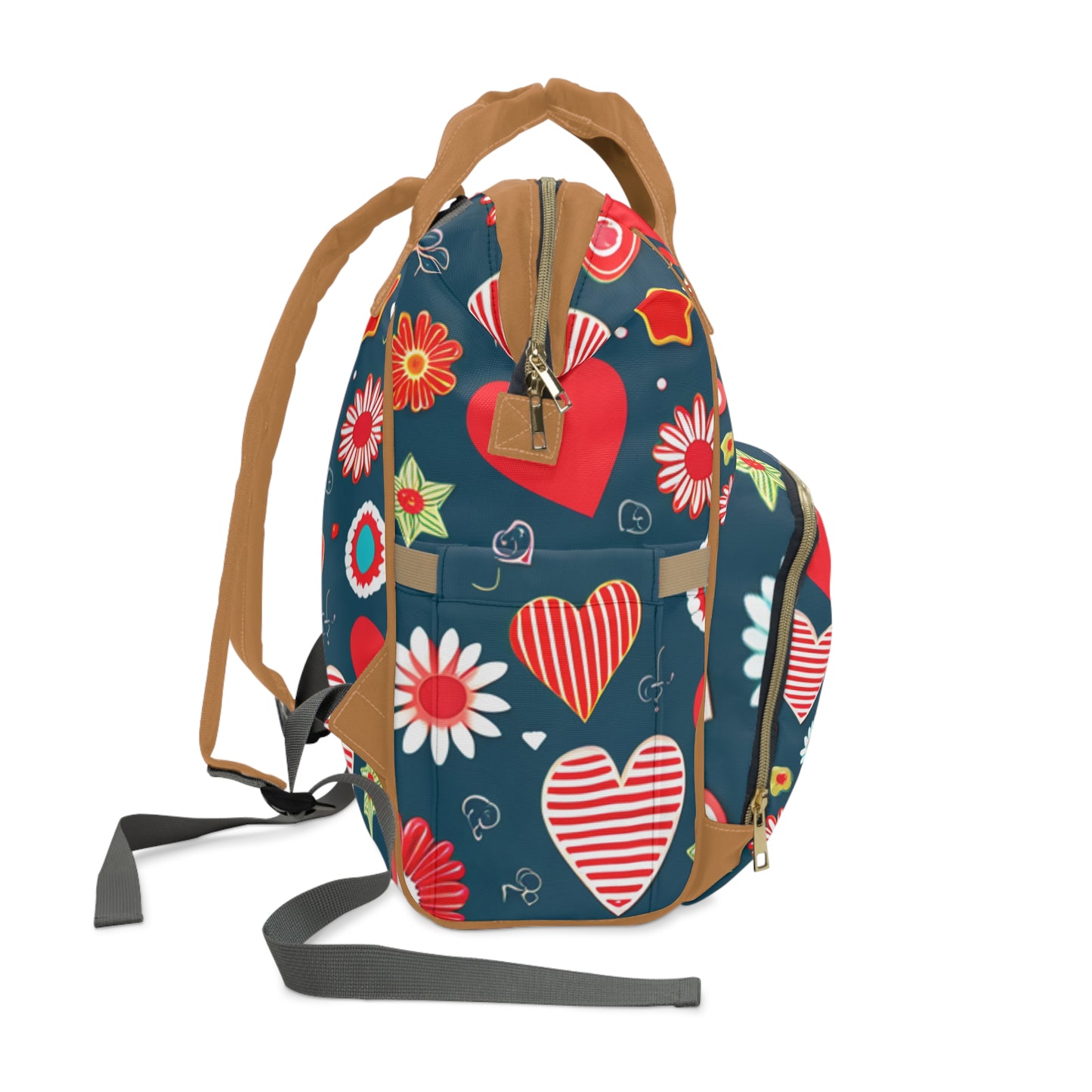 Hearts Stars and Flowers Multifunctional Diaper Backpack