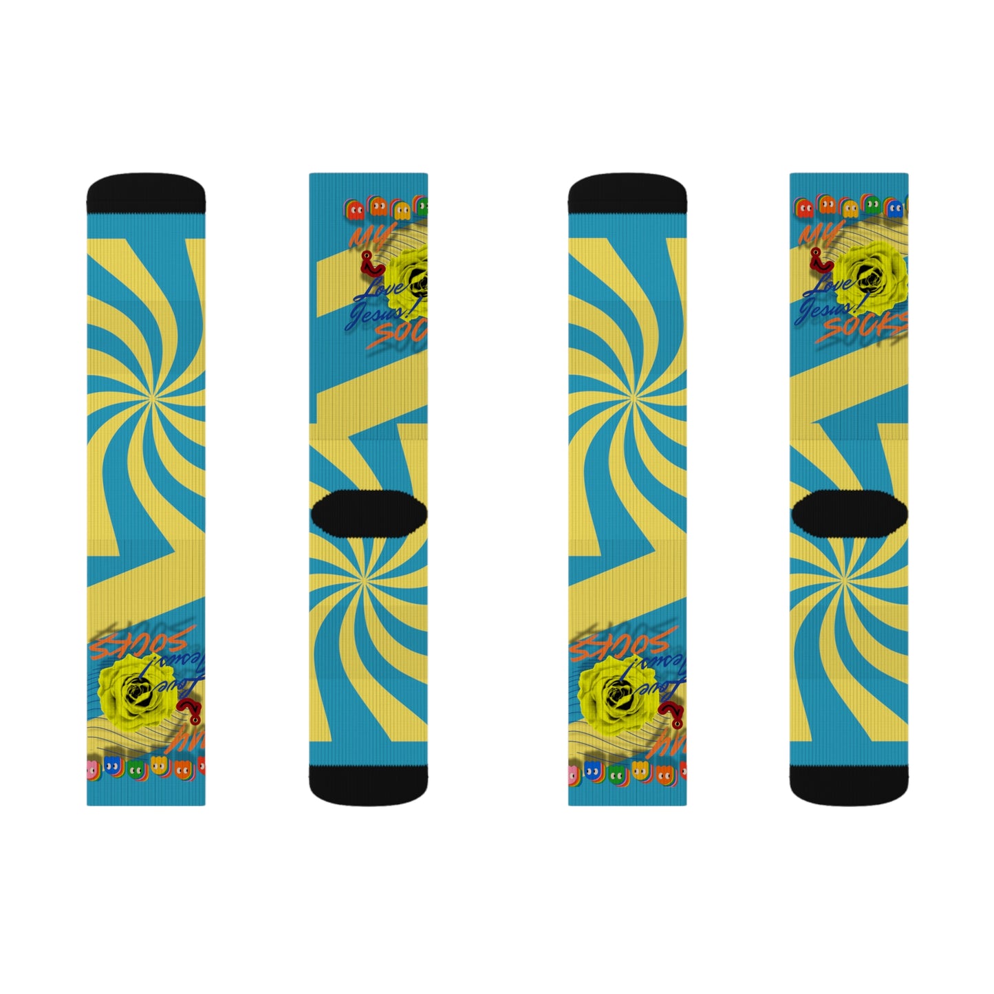 Blessedfootprints "I Love Jesus" Pac-Man Tie-Dye Socks