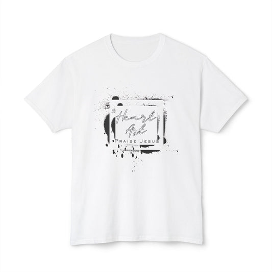 T-shirt with Abstract Squares and Heart Art Praise Jesus