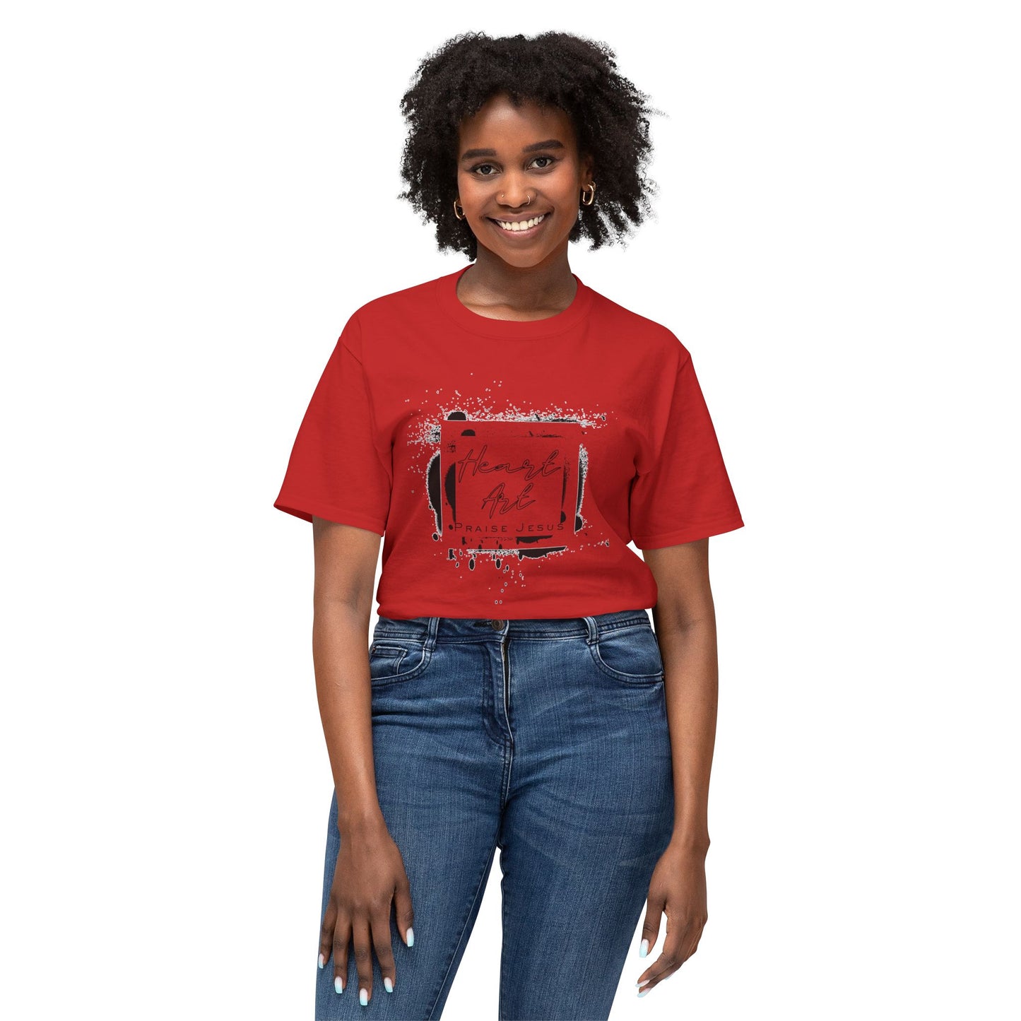 T-shirt with Abstract Squares and Heart Art Praise Jesus