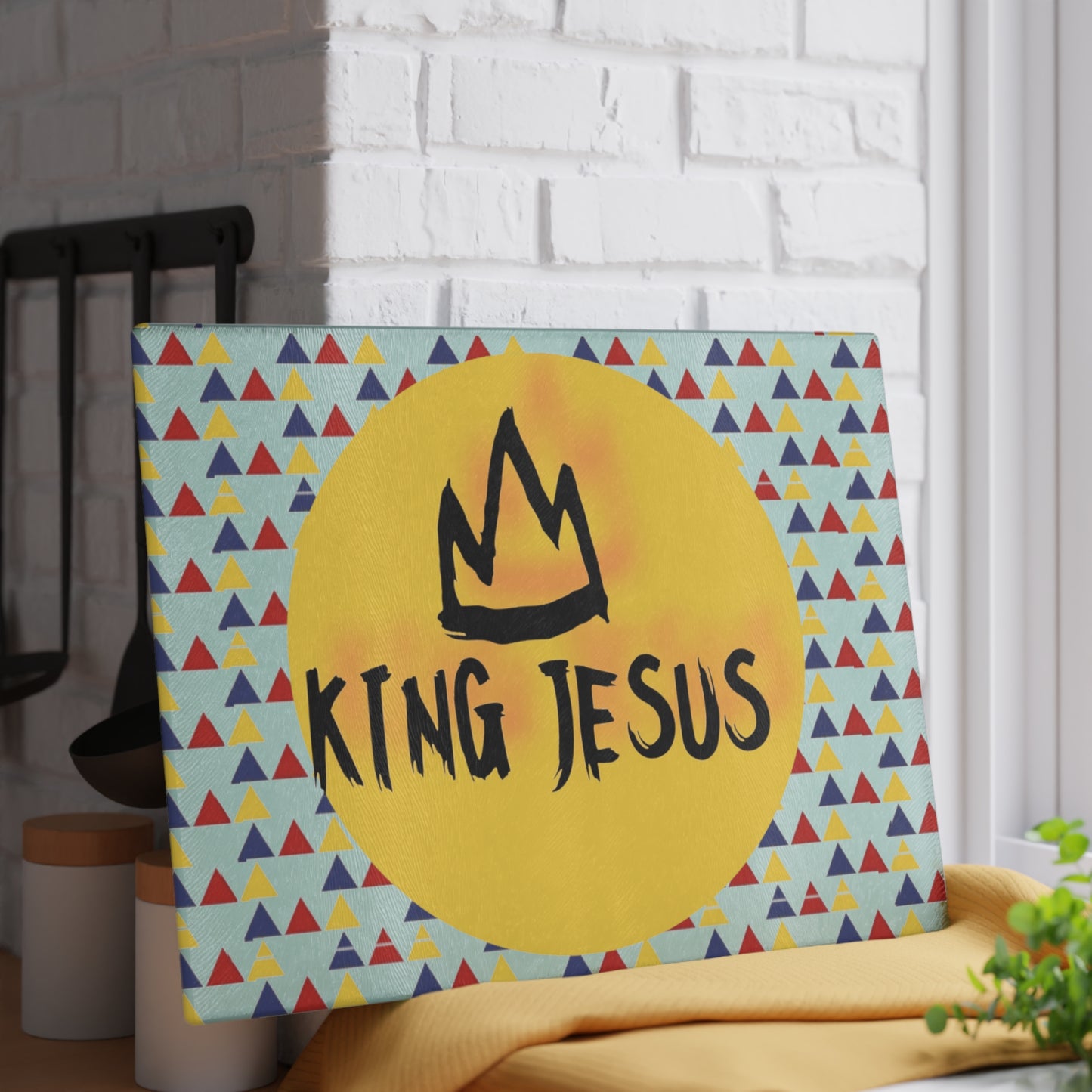 King Jesus Glass Cutting Board