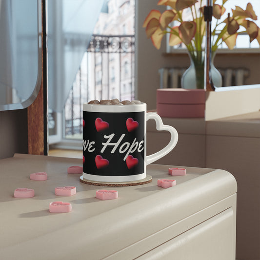 Faith Love and Hope Heart-Shaped Mug