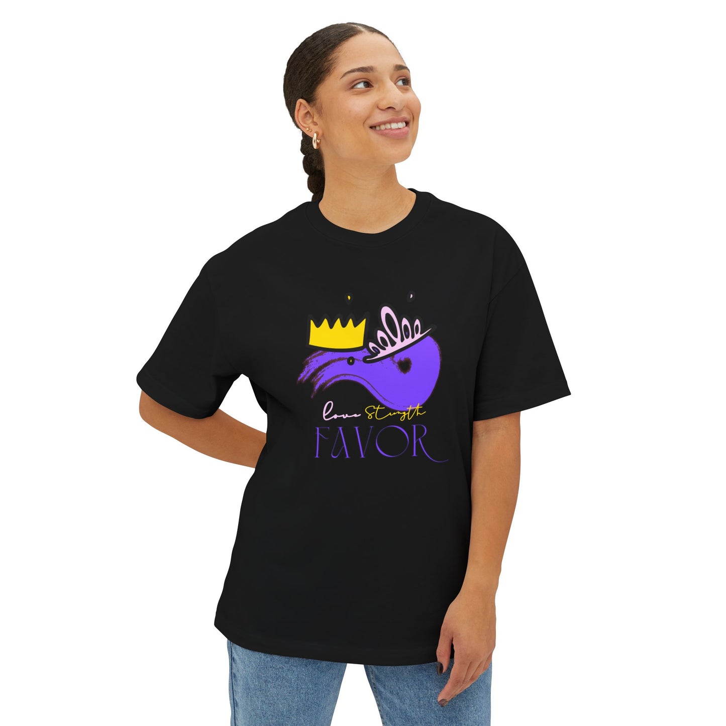 Unisex Oversized Boxy Tee - 'Favor' Crown Design - Stylish Casual Wear