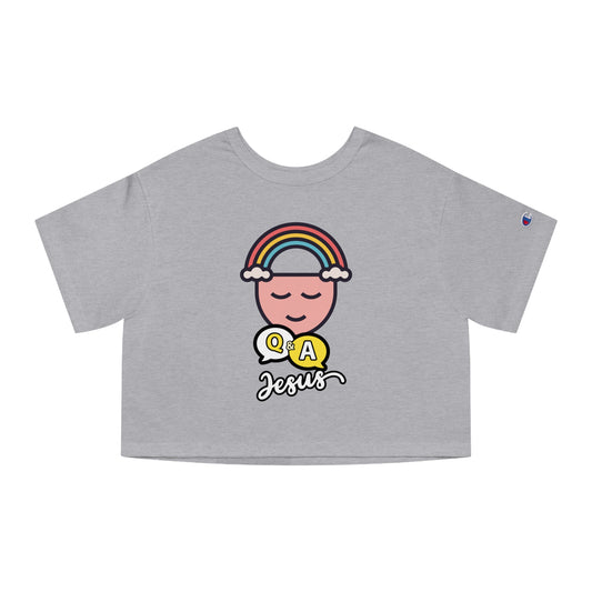 Jesus Q&A Rainbow Peace Crop Tee