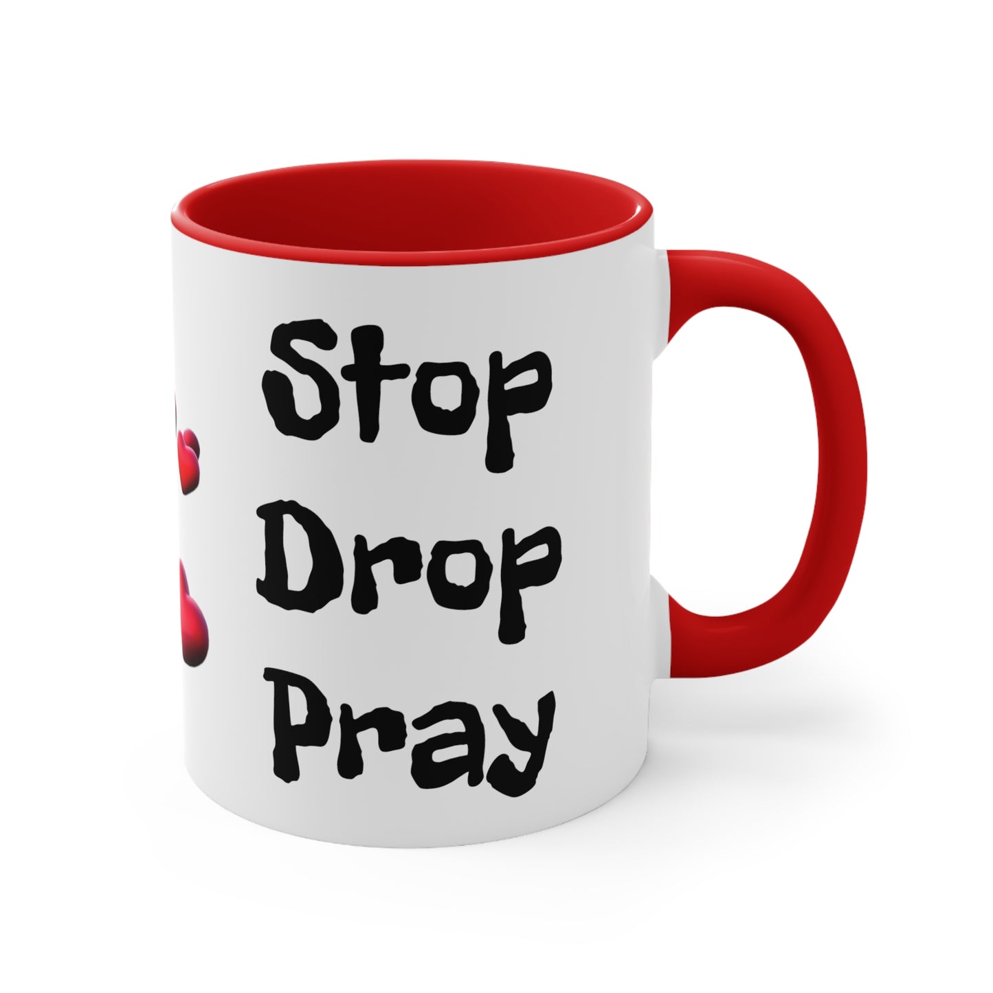 STOP DROP PRAY Accent Coffee Mug, 11oz