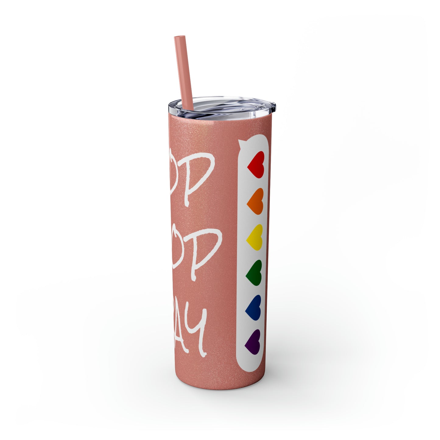 Stop Drop Pray Skinny Tumbler with Straw, 20oz