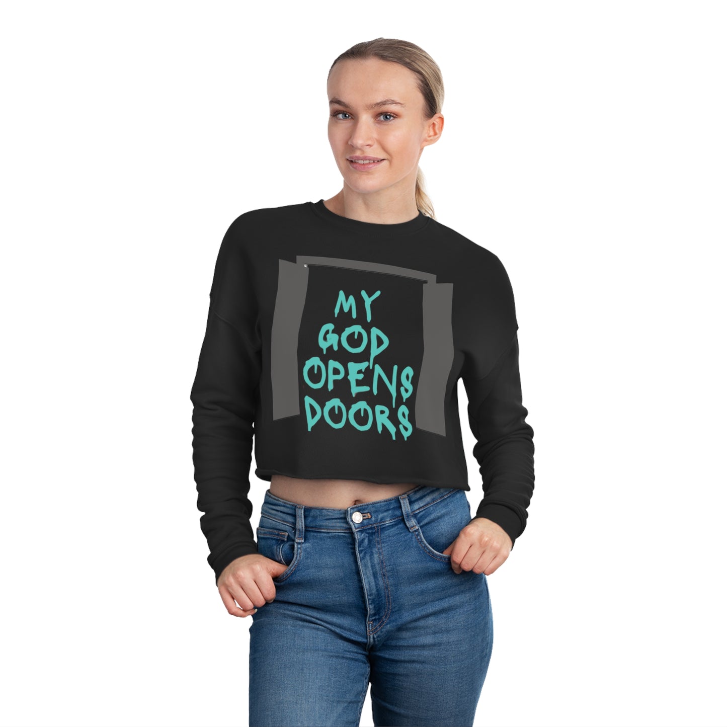 God Opens Doors Women's Cropped Sweatshirt