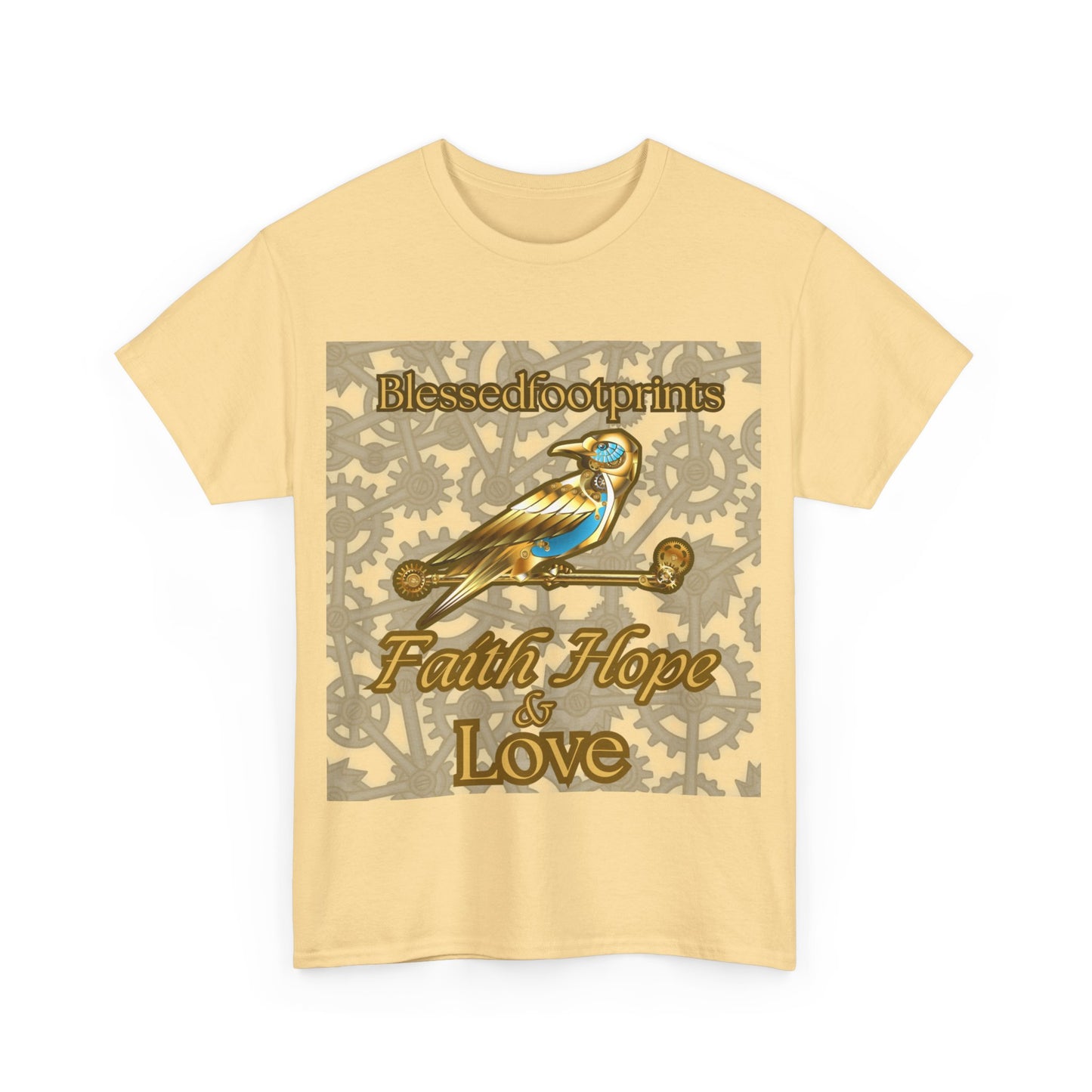 Blessedfootprints "Faith Hope & Love" Steampunk Bird T-Shirt