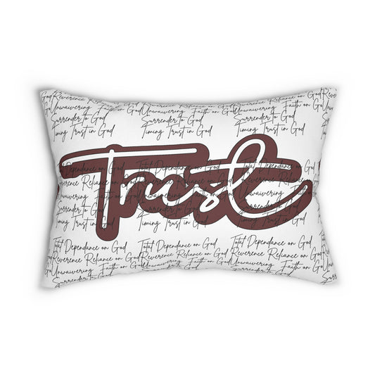 Trust Spun Polyester Lumbar Pillow, Affirmation Home Decor, Cozy Couch Cushion, Inspirational Gift, Relaxation and Serenity