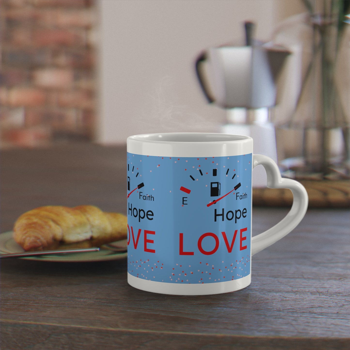 Faith Hope Love Fuel Heart-Shaped Mug