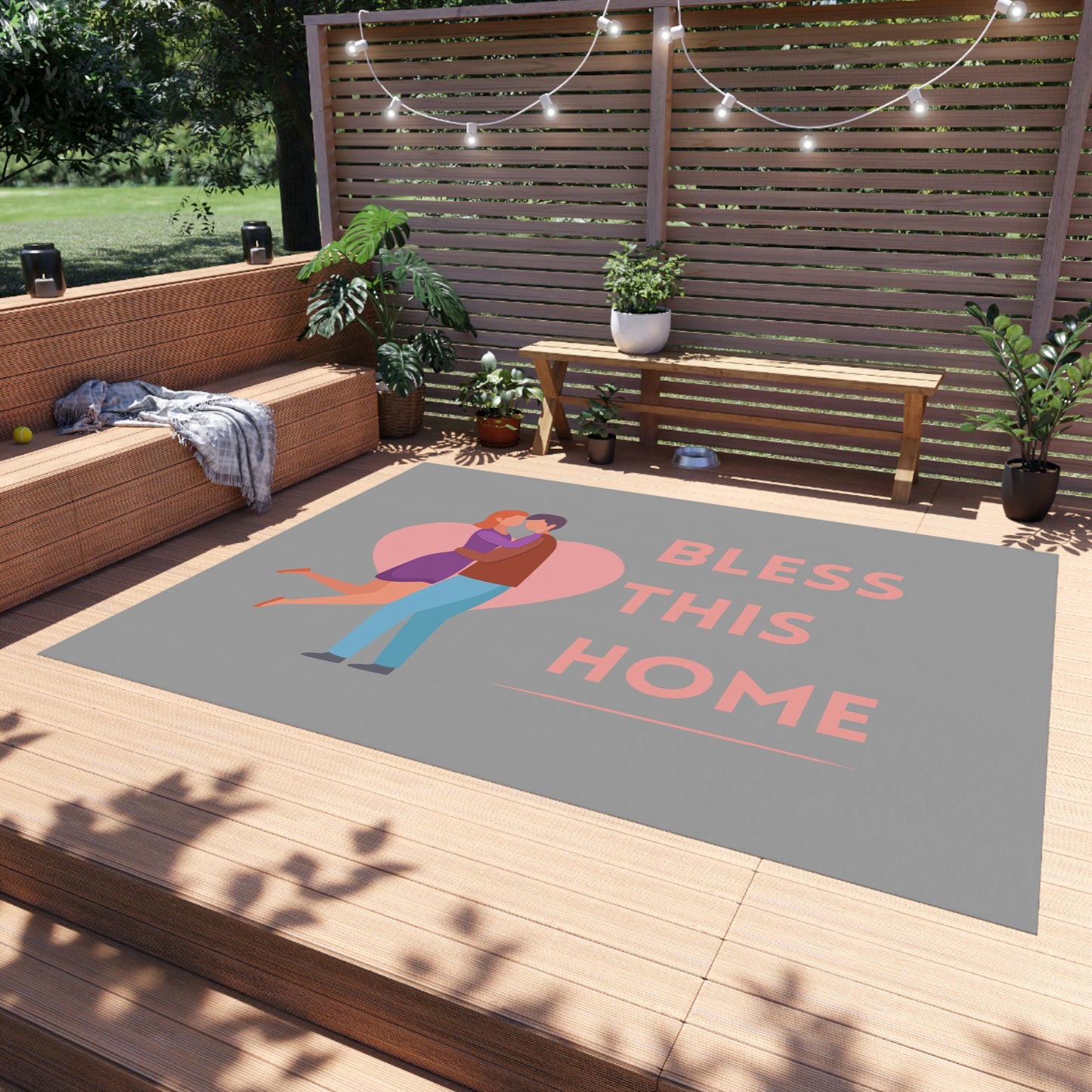 Bless This Home Love Out door Rug