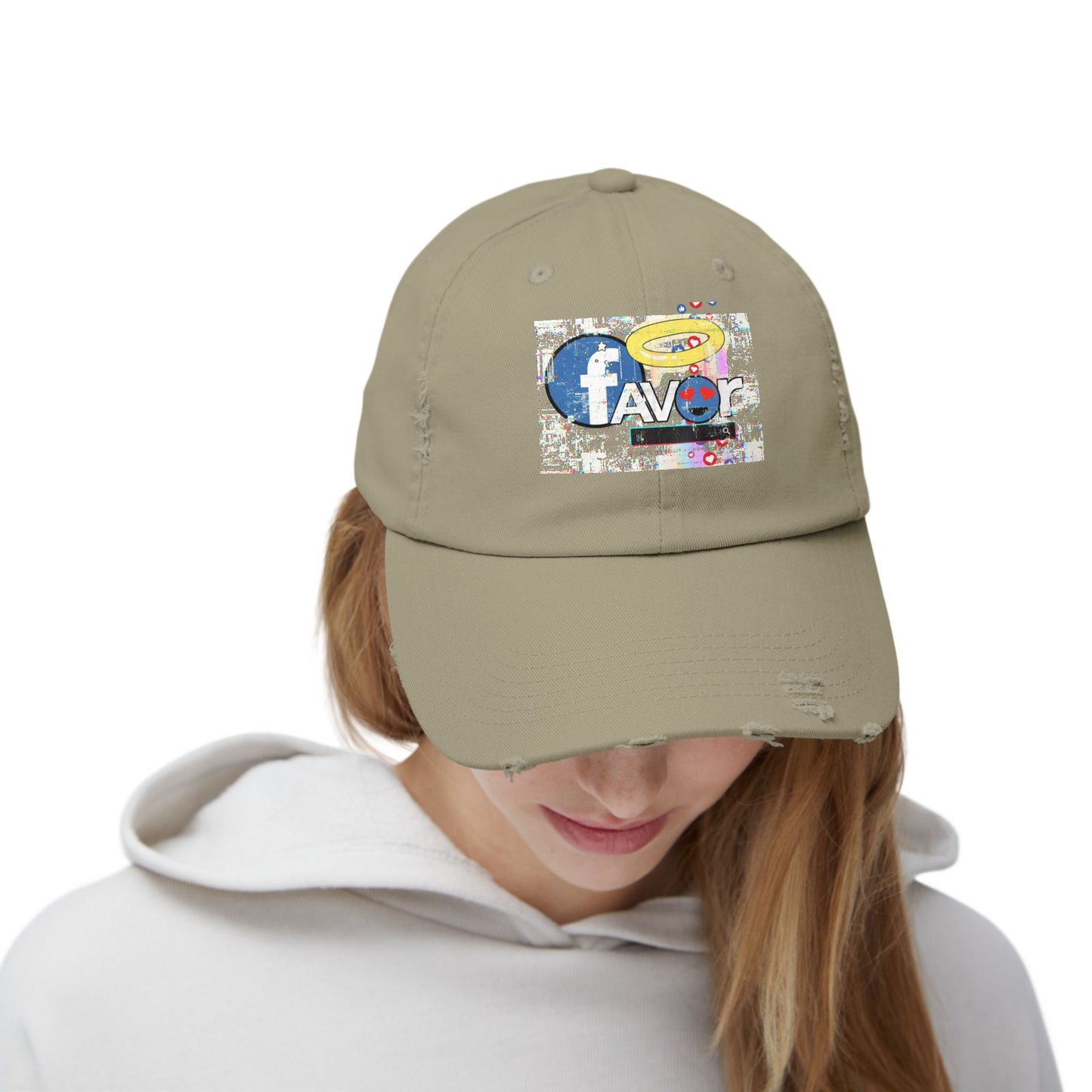 Trendy Favor Distressed Cap with Fun Graphic, Casual Fashion Accessory, Gift for Friends, Summer Vibe, Streetwear Hat, Unisex Style