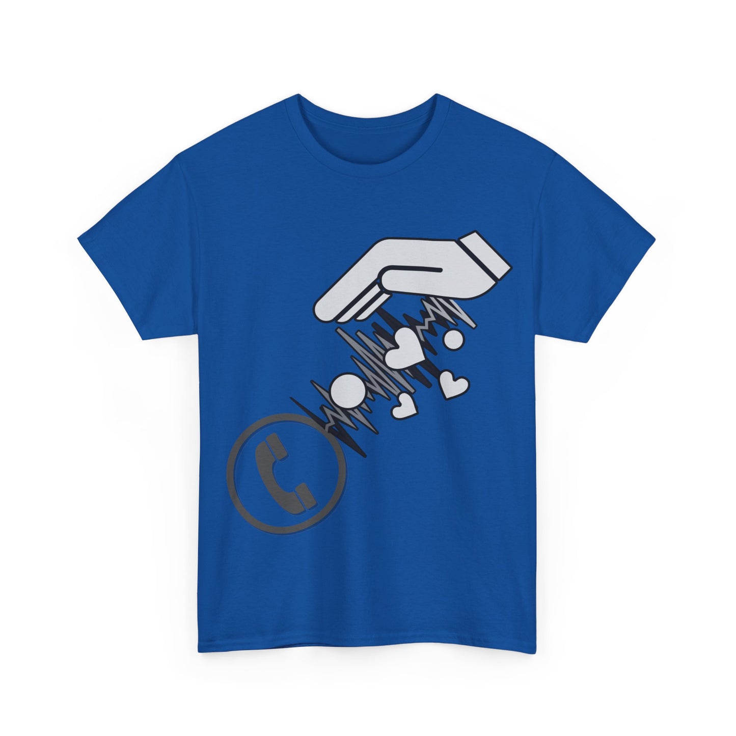 Unisex Heavy Cotton Tee with Phone Icon and Sound Waves Graphic - "Pouring Love from Above"