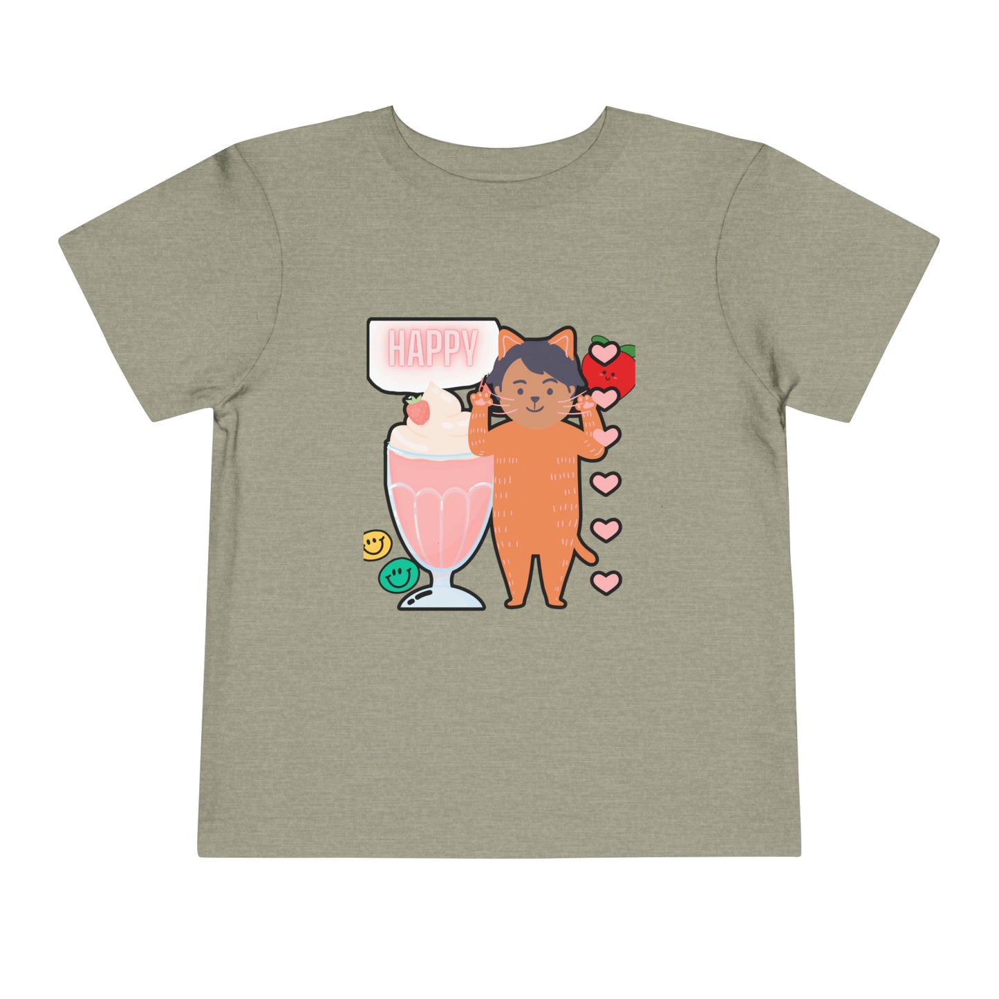 Adorable Toddler T-Shirt: Love is Purrrfect with Cute Cat and Milkshake Design