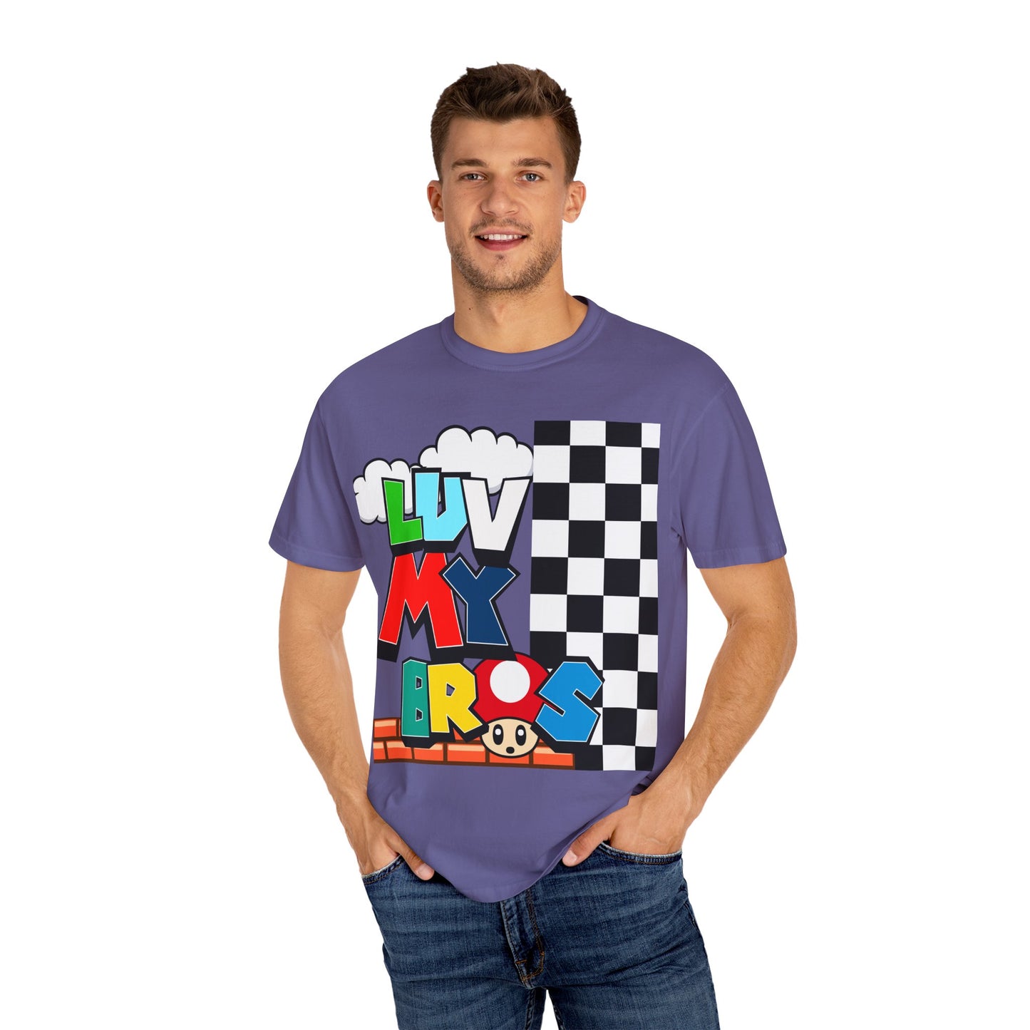 Colorful Retro Gaming T-Shirt, Luv My Bros Shirt, Unisex Tee, Gamer Gift,