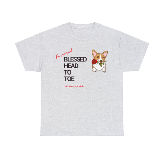 Blessed Head to Toe Corgi Cotton Tee: Embrace Gratitude!"