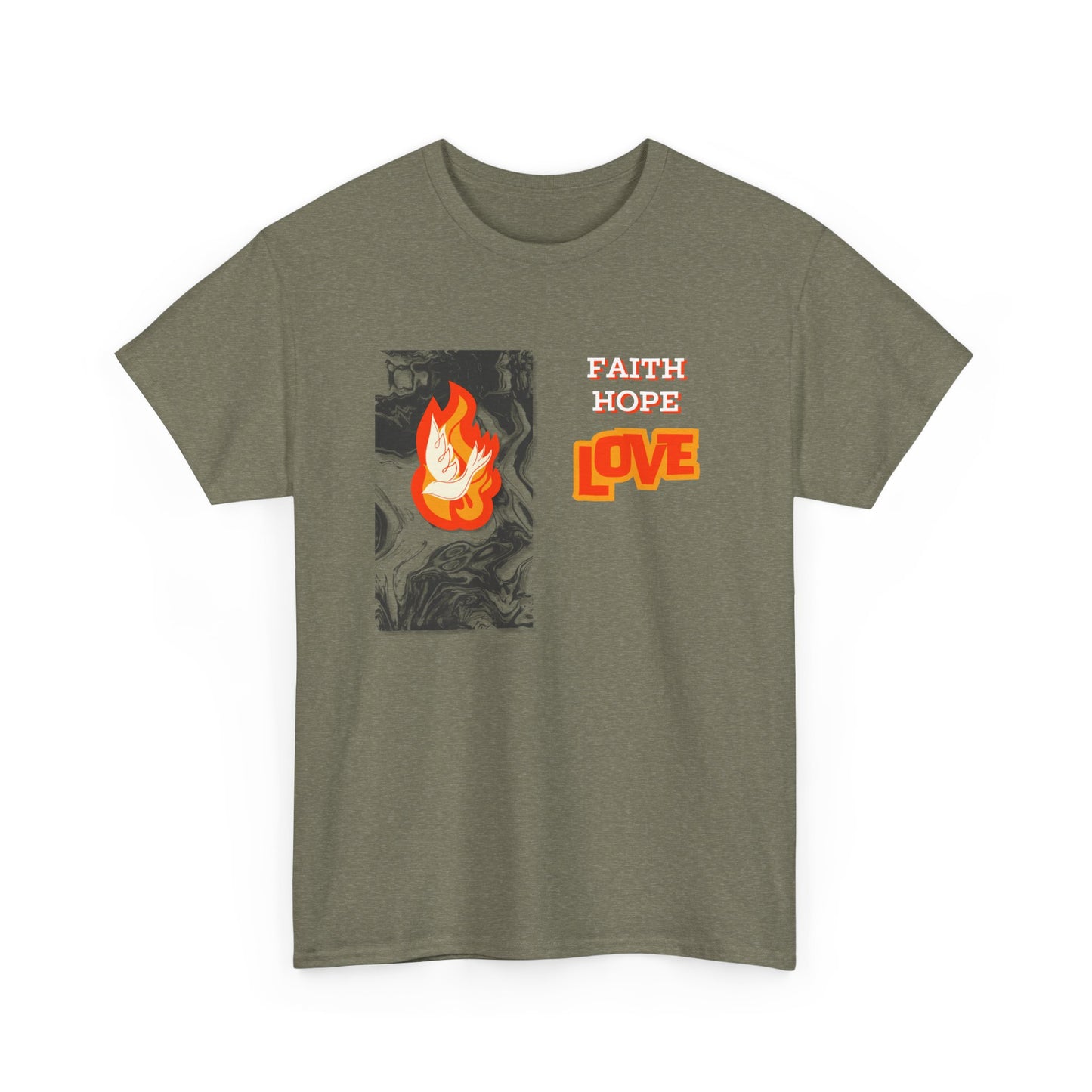 Faith Hope Love Fire Unisex Heavy Cotton Tee