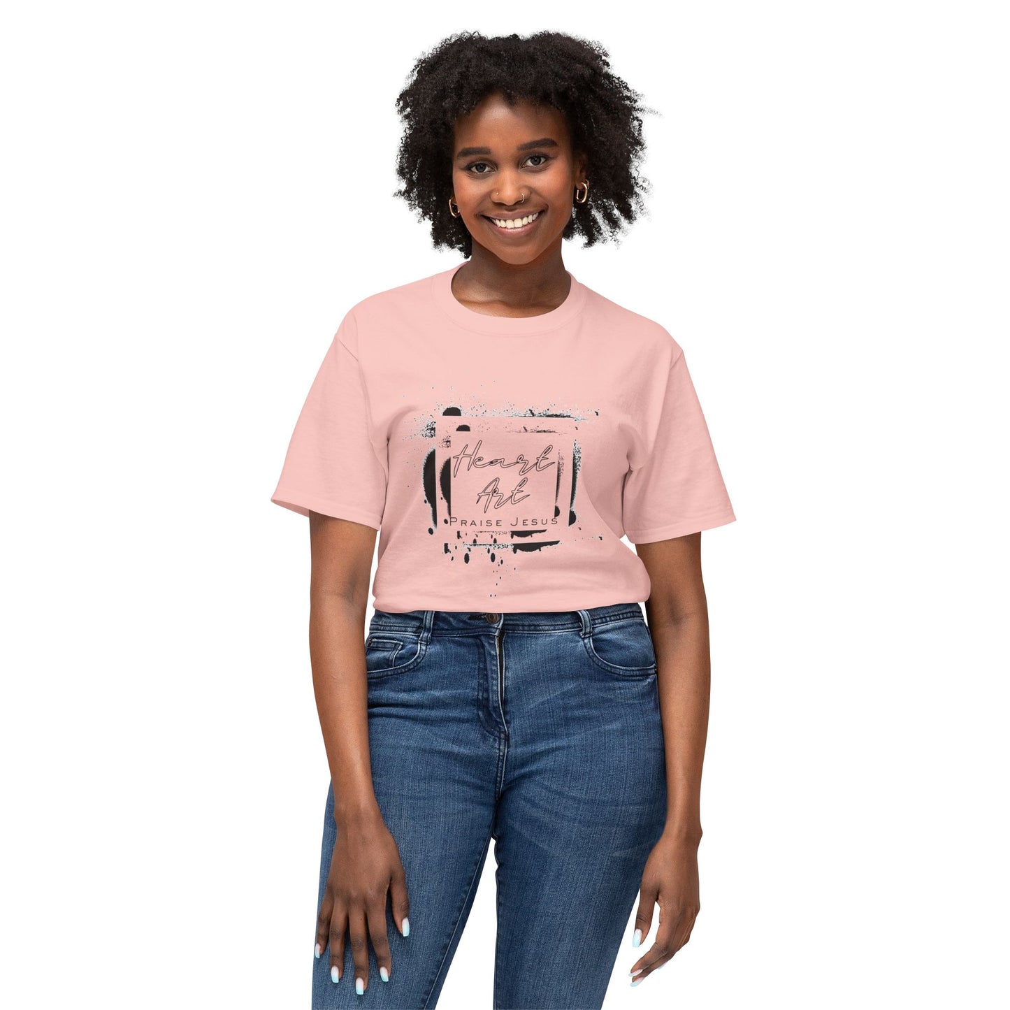 T-shirt with Abstract Squares and Heart Art Praise Jesus