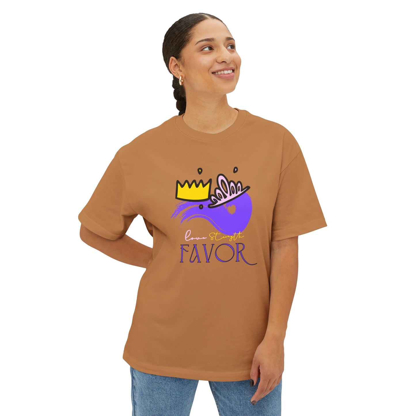 Unisex Oversized Boxy Tee - 'Favor' Crown Design - Stylish Casual Wear