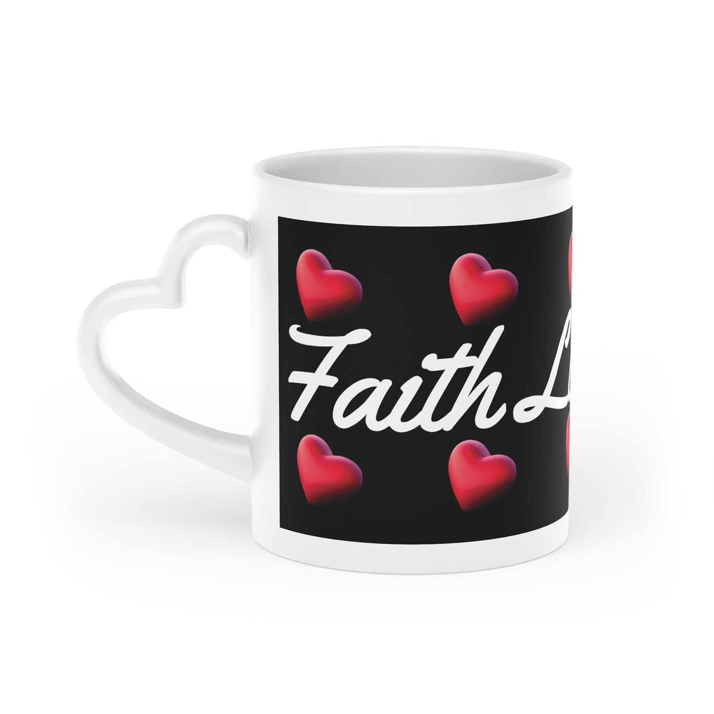 Faith Love and Hope Heart-Shaped Mug