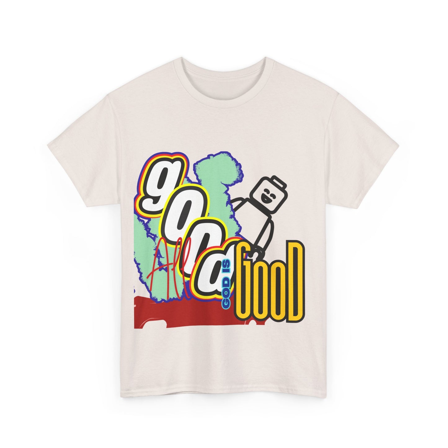 All Good God is Good" Lego Inspired T-Shirt - Fun and Creative Faith-Based Apparel