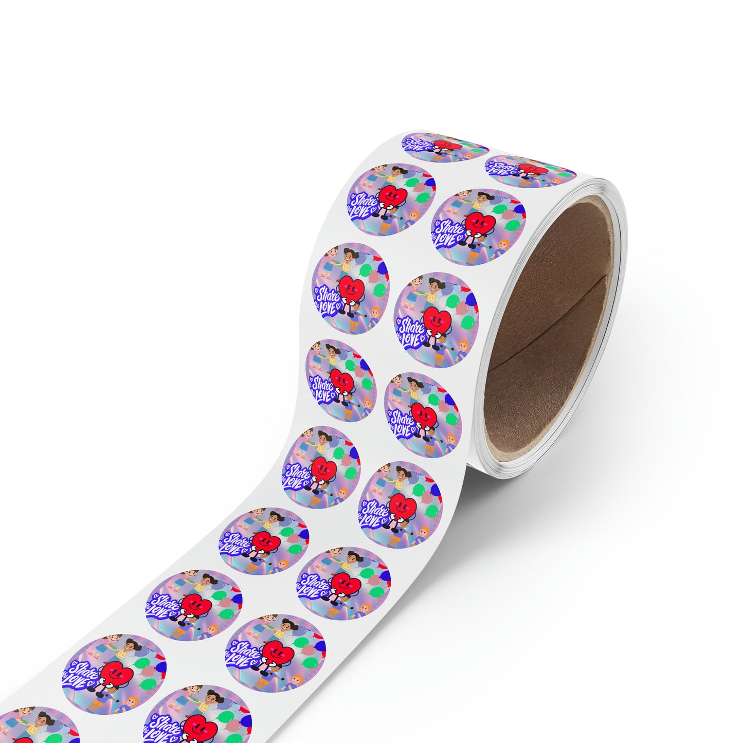 Share The Love Stickers Round Sticker Label Rolls