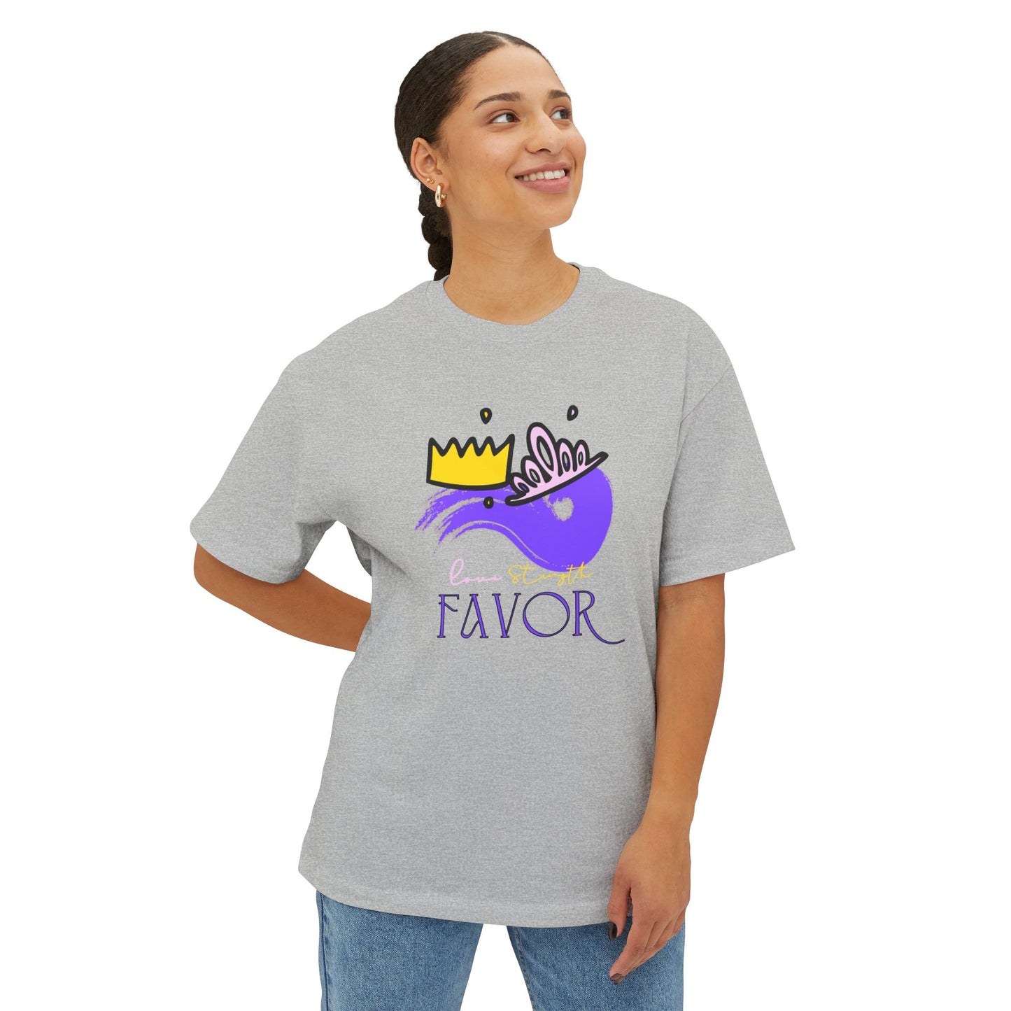 Unisex Oversized Boxy Tee - 'Favor' Crown Design - Stylish Casual Wear
