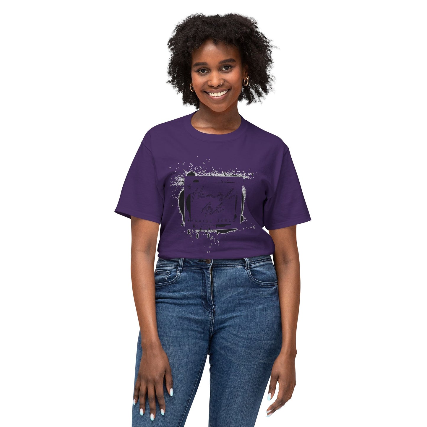 T-shirt with Abstract Squares and Heart Art Praise Jesus