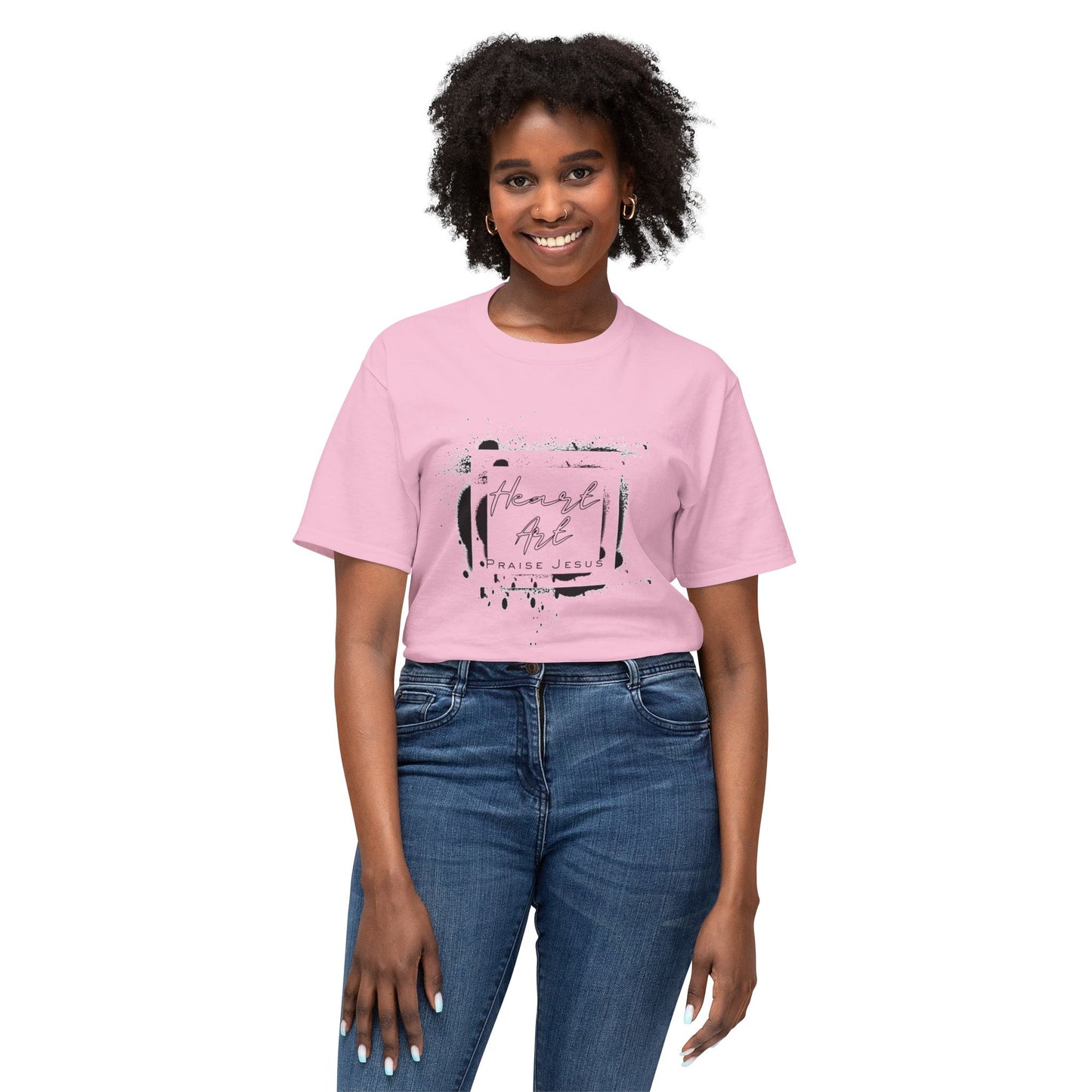 T-shirt with Abstract Squares and Heart Art Praise Jesus