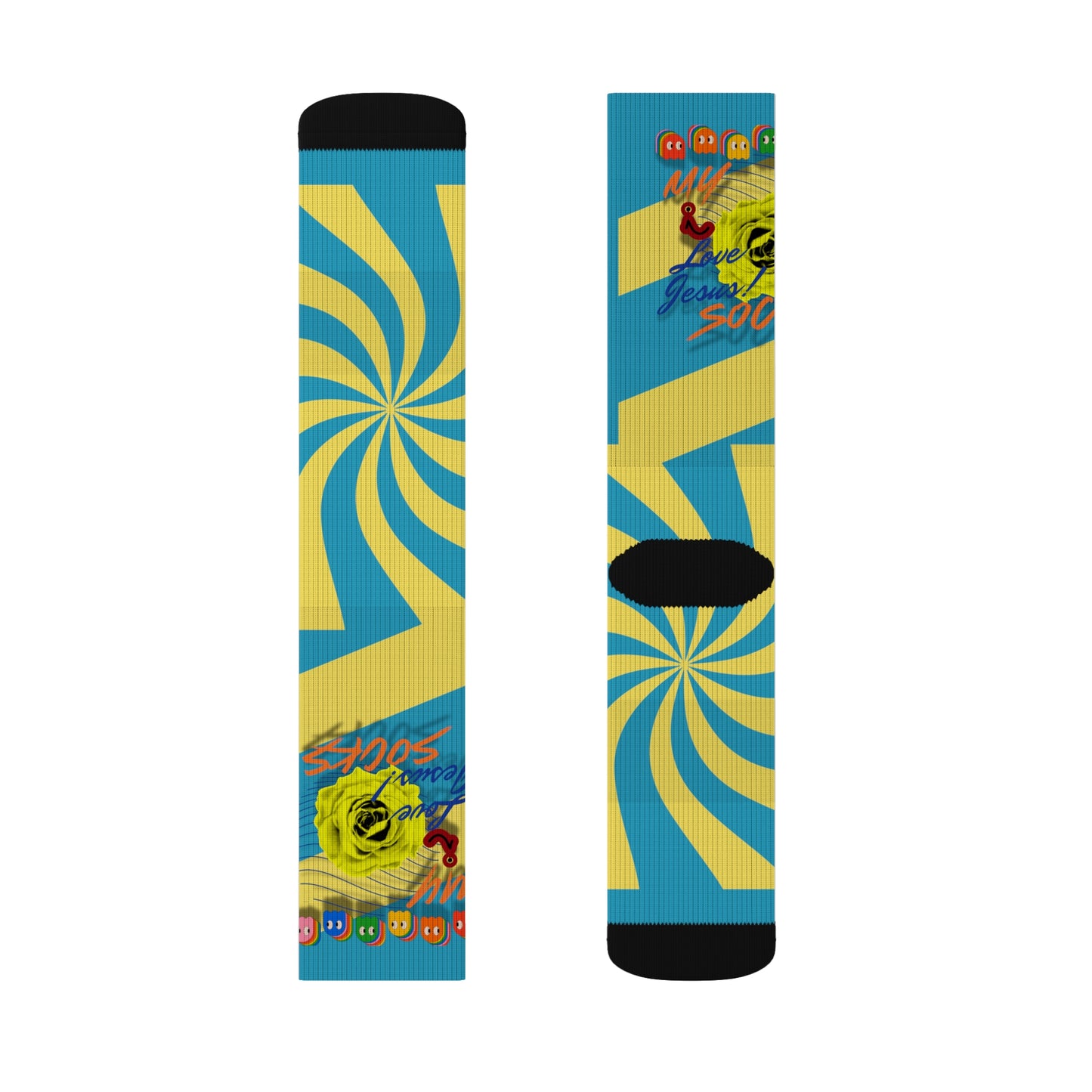 Blessedfootprints "I Love Jesus" Pac-Man Tie-Dye Socks