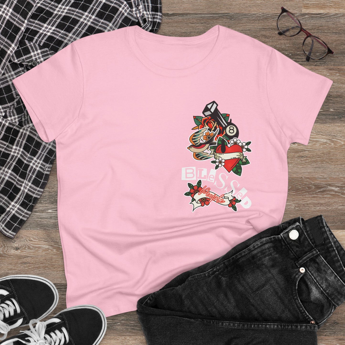 Vintage-Inspired Blessed Women's Midweight Cotton Tee