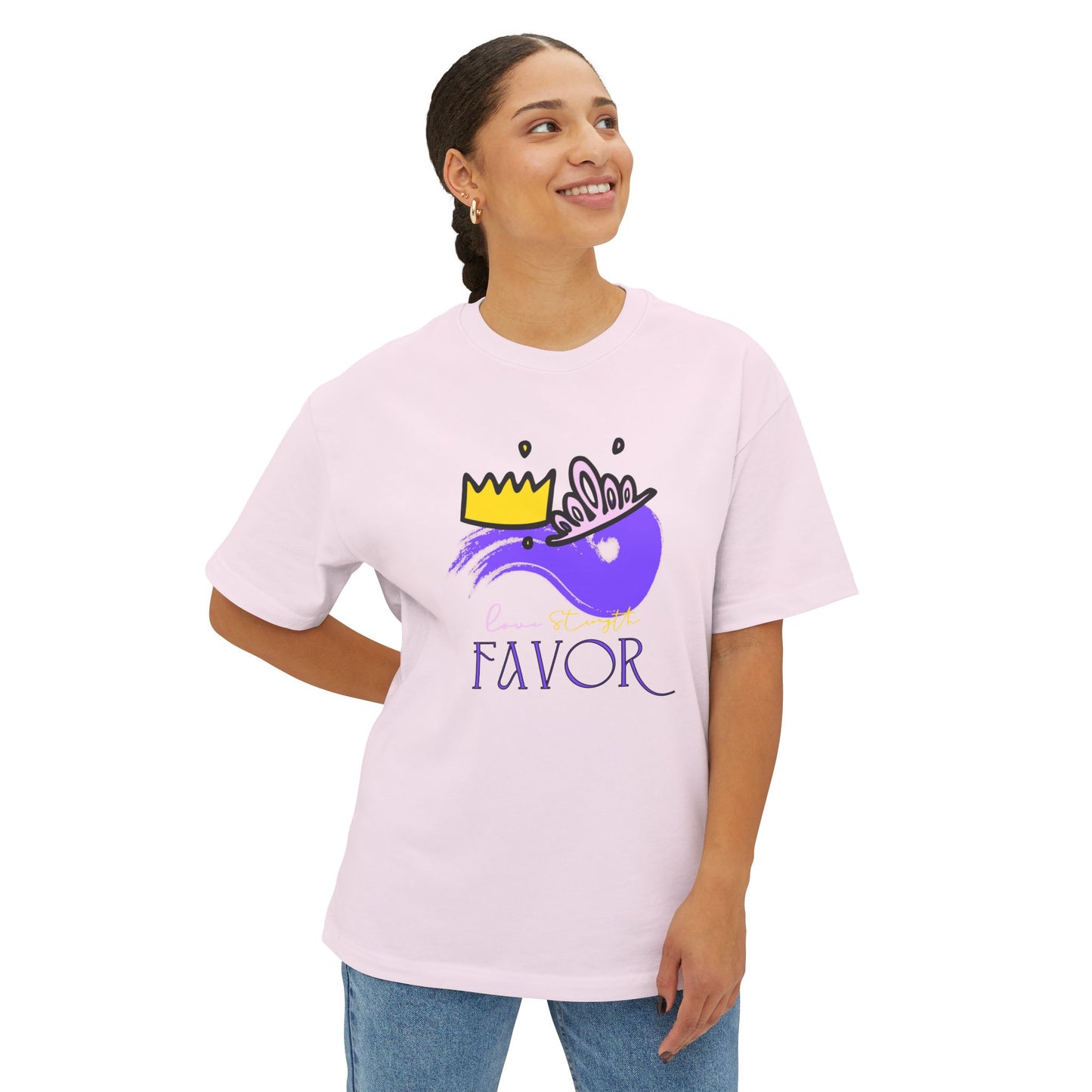 Unisex Oversized Boxy Tee - 'Favor' Crown Design - Stylish Casual Wear